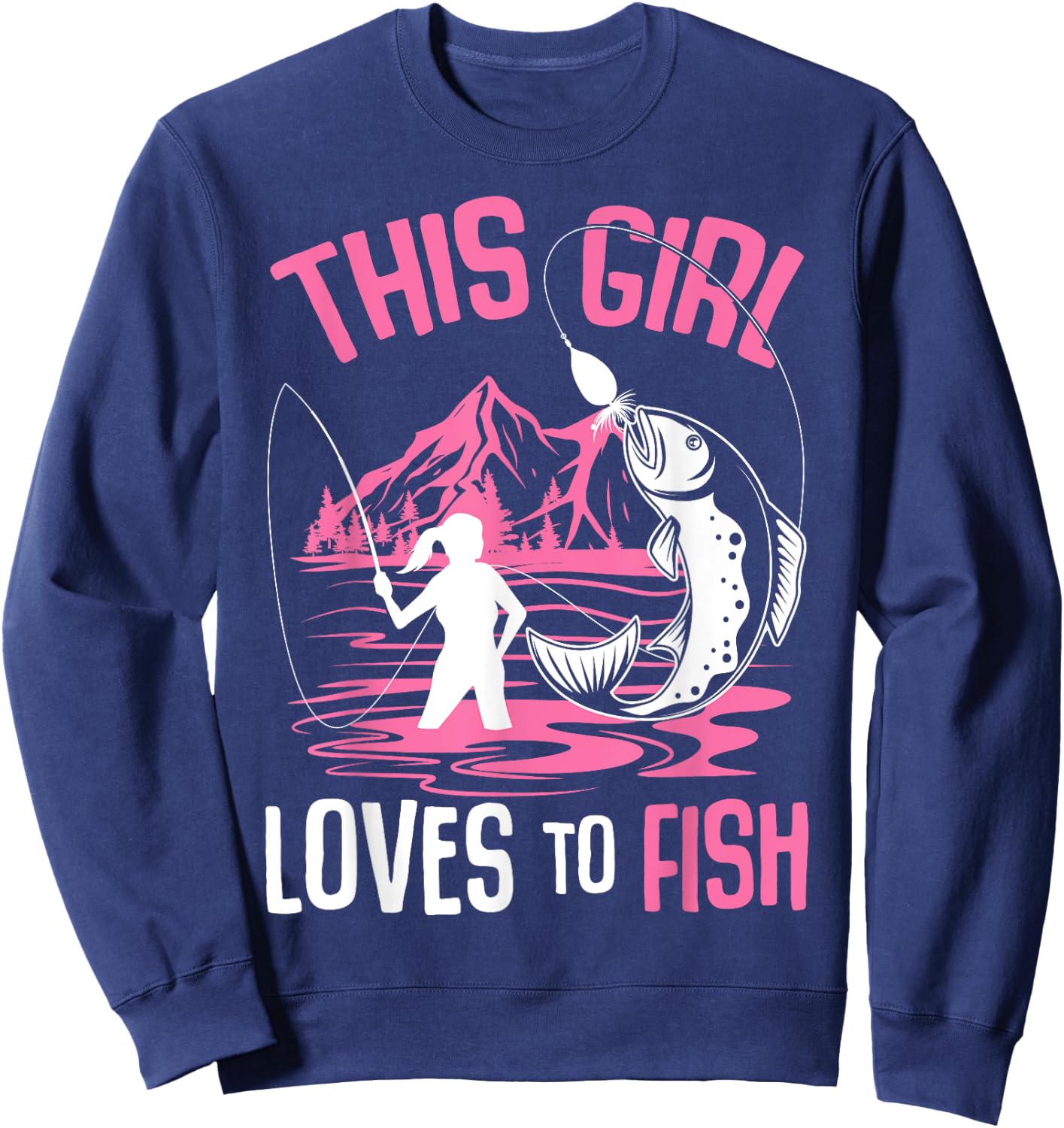 This Girl Loves To Fish Fishing Girls Sweatshirt - Sweatshirt | Navy