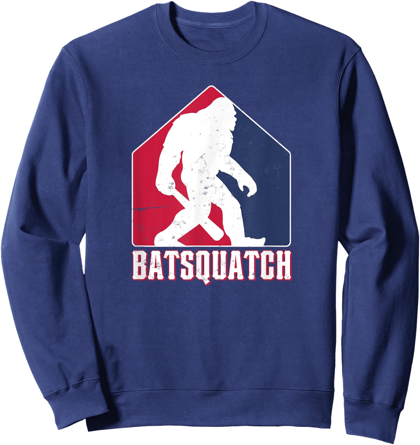 Funny Batsquatch Baseball Sports Fan Sasquatch Patriotic Women Men Sweatshirt - Sweatshirt | Navy