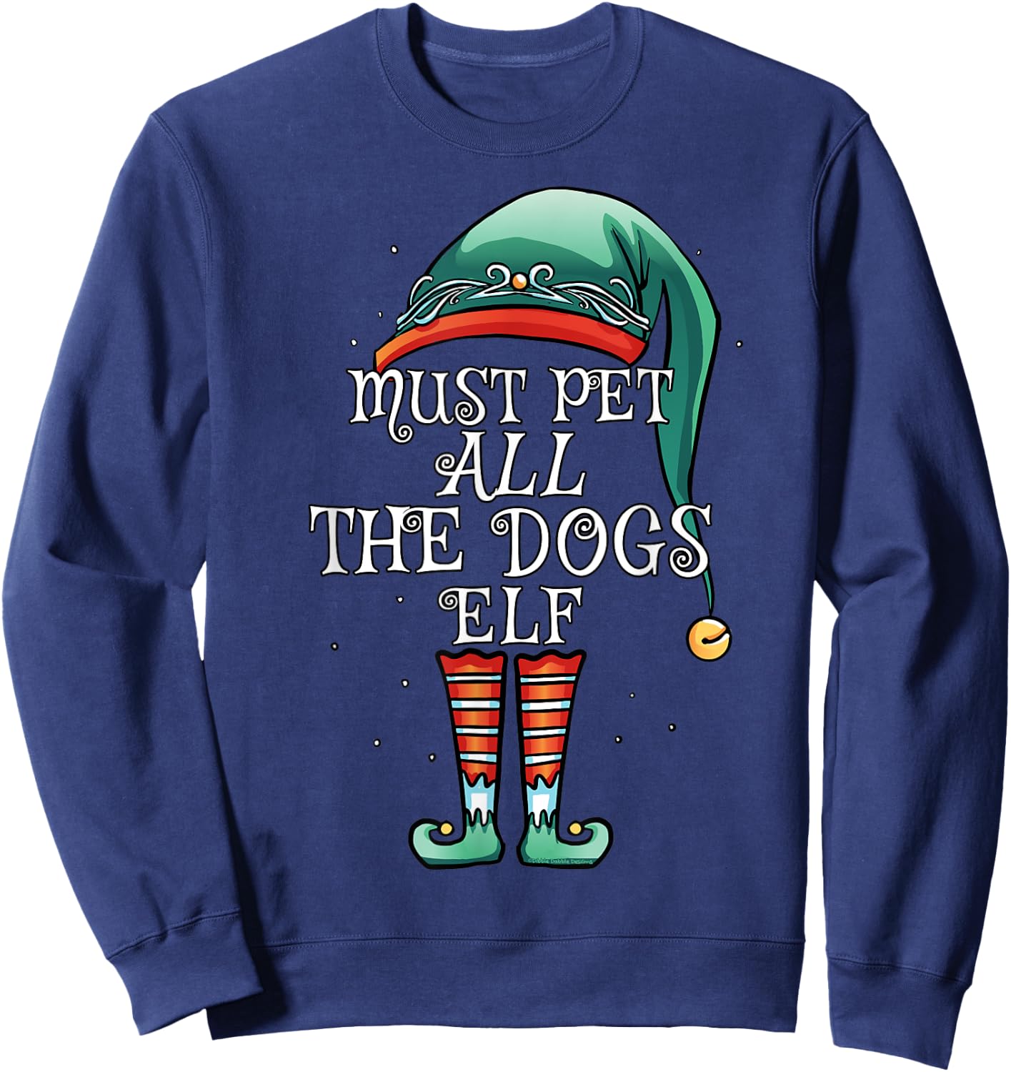 The Must Pet ALL the Dogs Elf Matching Family Christmas Sweatshirt - Sweatshirt | Navy