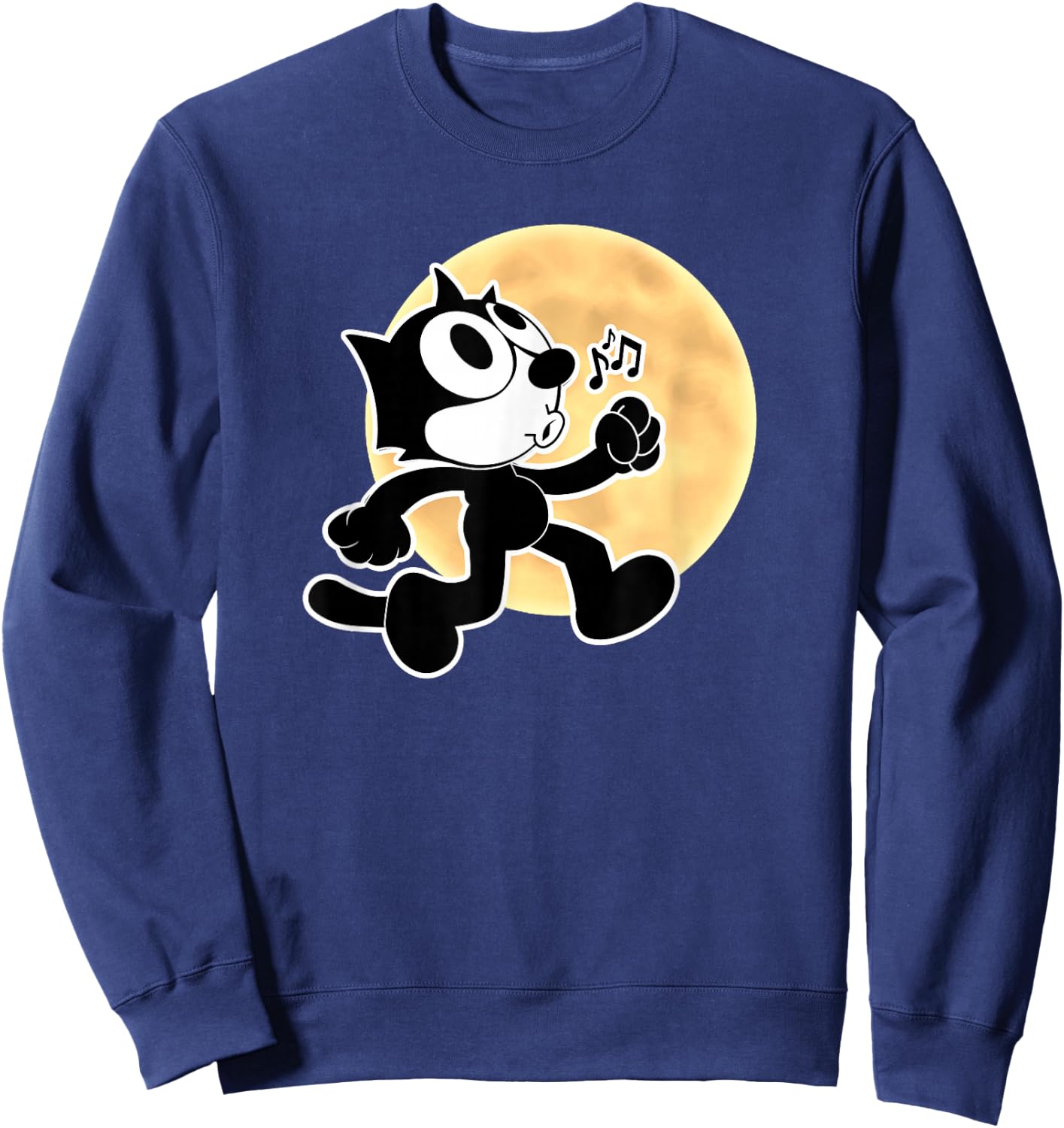 Felix Cartoon Whistling Music Notes Walking in Moonlight Sweatshirt - Sweatshirt | Navy