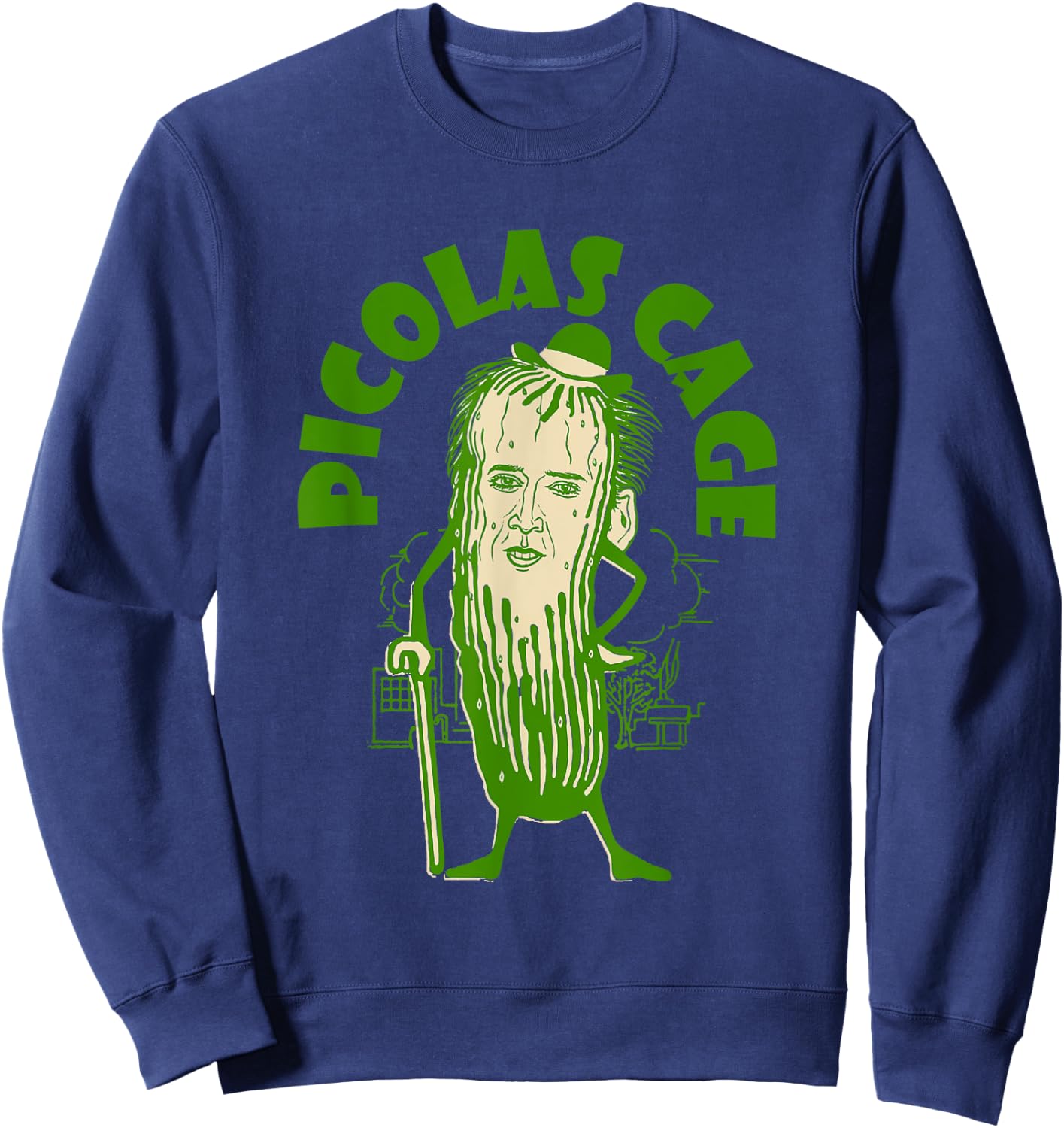Picolas Cage Funny celebs Meme Cucumber Pickle Cute Sweatshirt - Sweatshirt | Navy