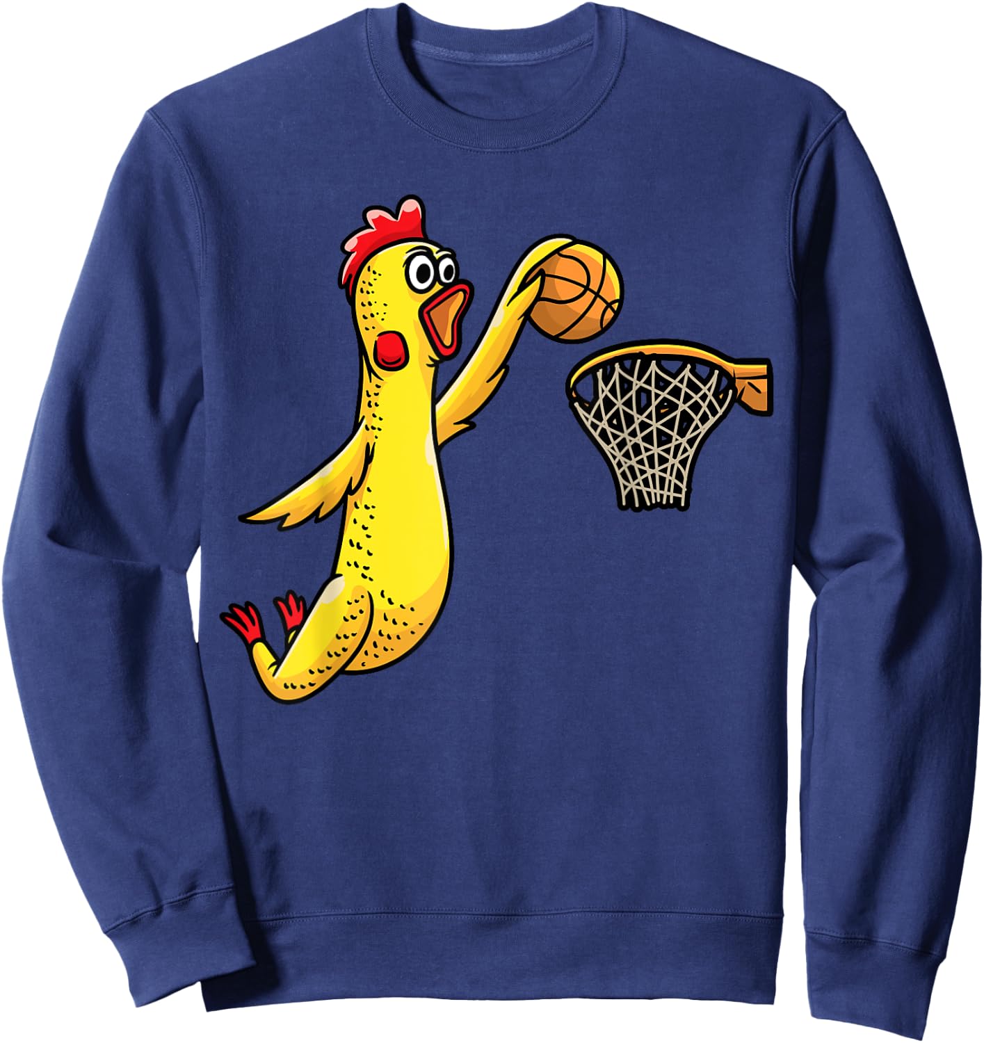 Funny Rubber Chicken Playing Basketball Player Sports Sweatshirt - Sweatshirt | Navy
