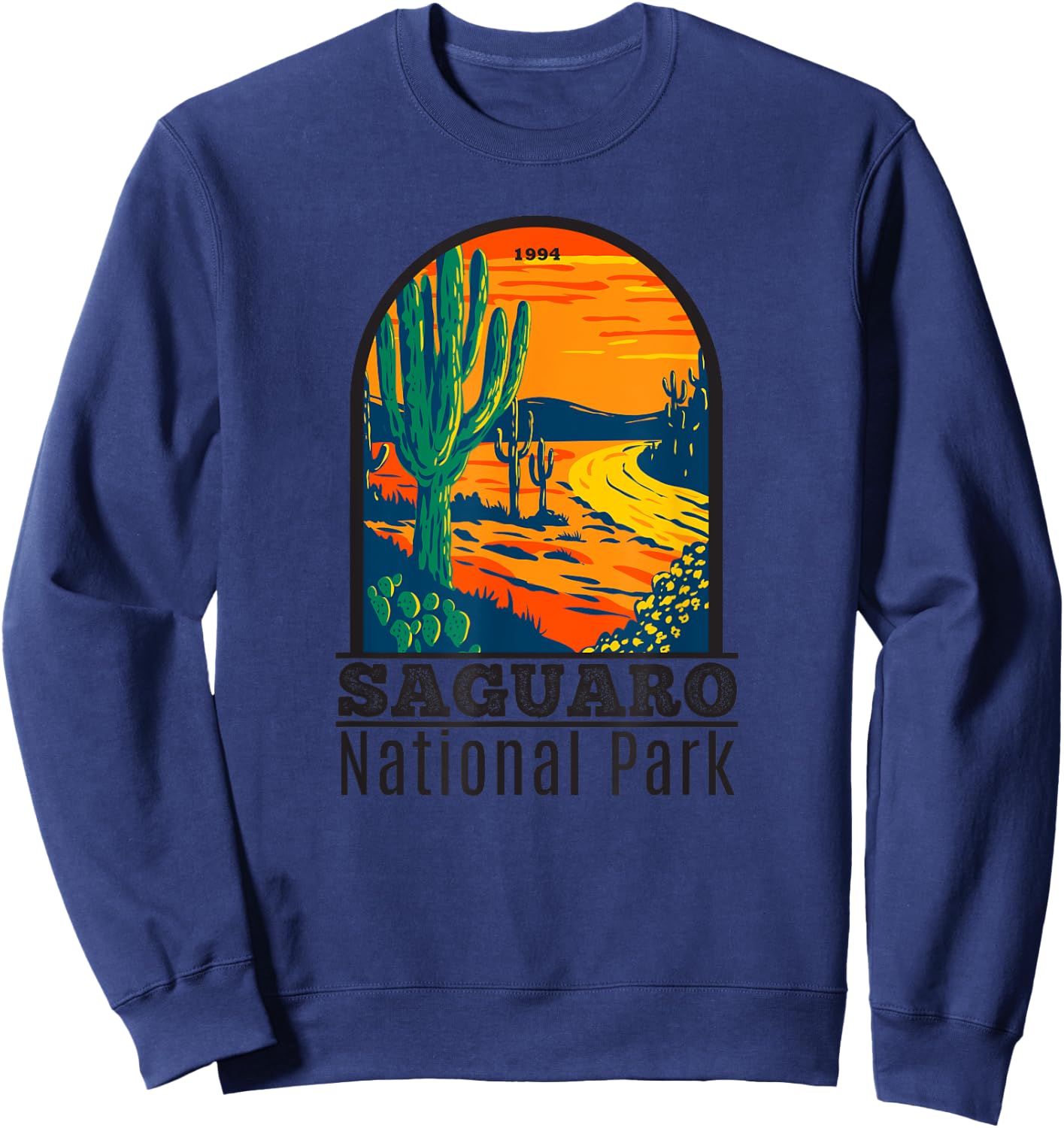 Saguaro National Park Vintage Cactus Sweatshirt - Sweatshirt | Navy