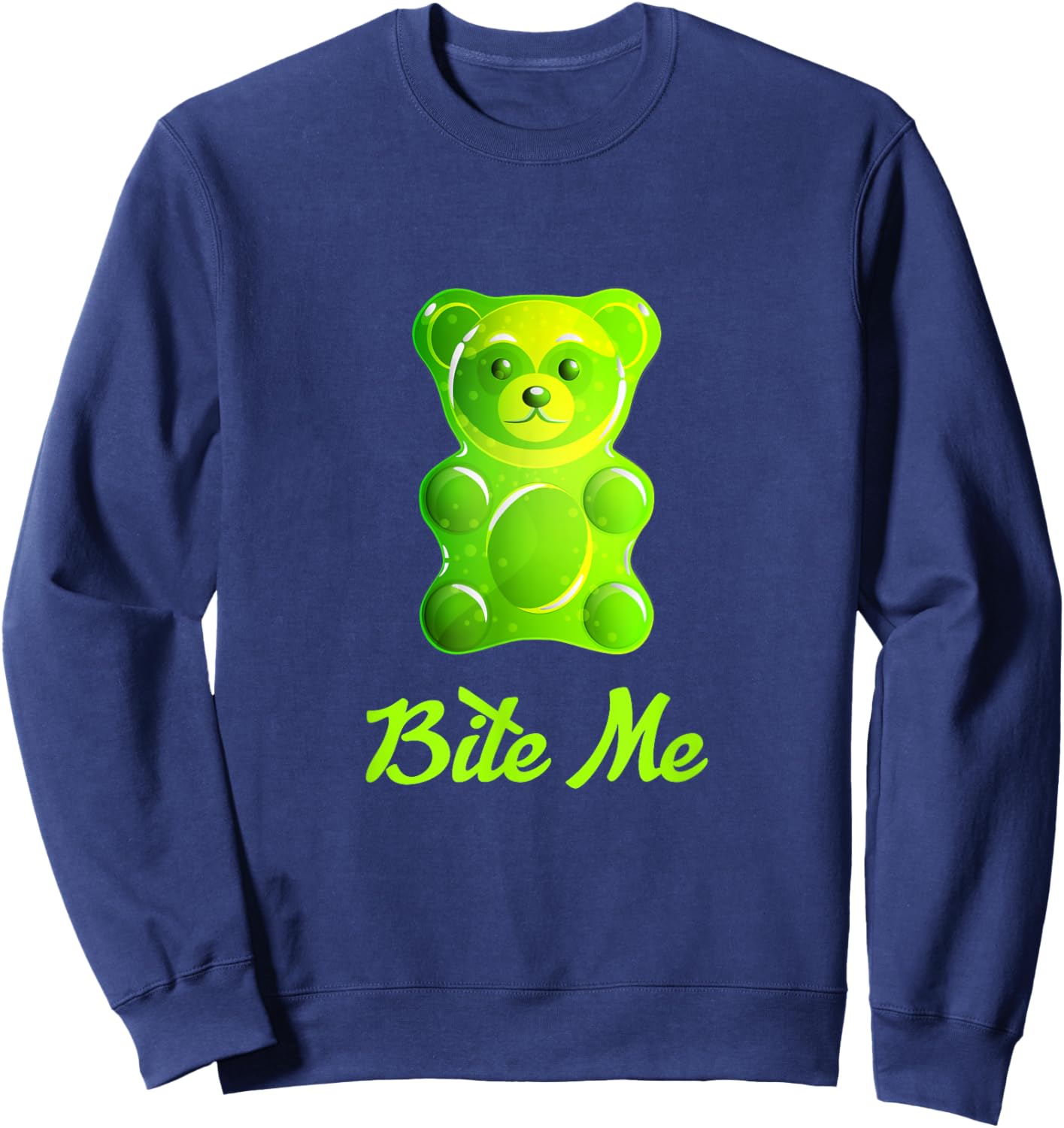Cool Bite Me Colorful Gummy Bear Candy Illustration Graphic Sweatshirt - Sweatshirt | Navy