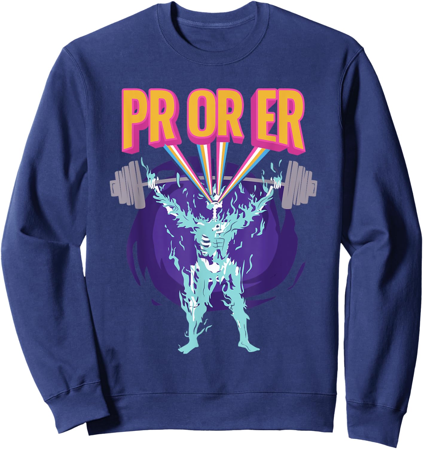 PR Or ER, Workout Bodybuilding Gym Weightlifting Sweatshirt - Sweatshirt | Navy