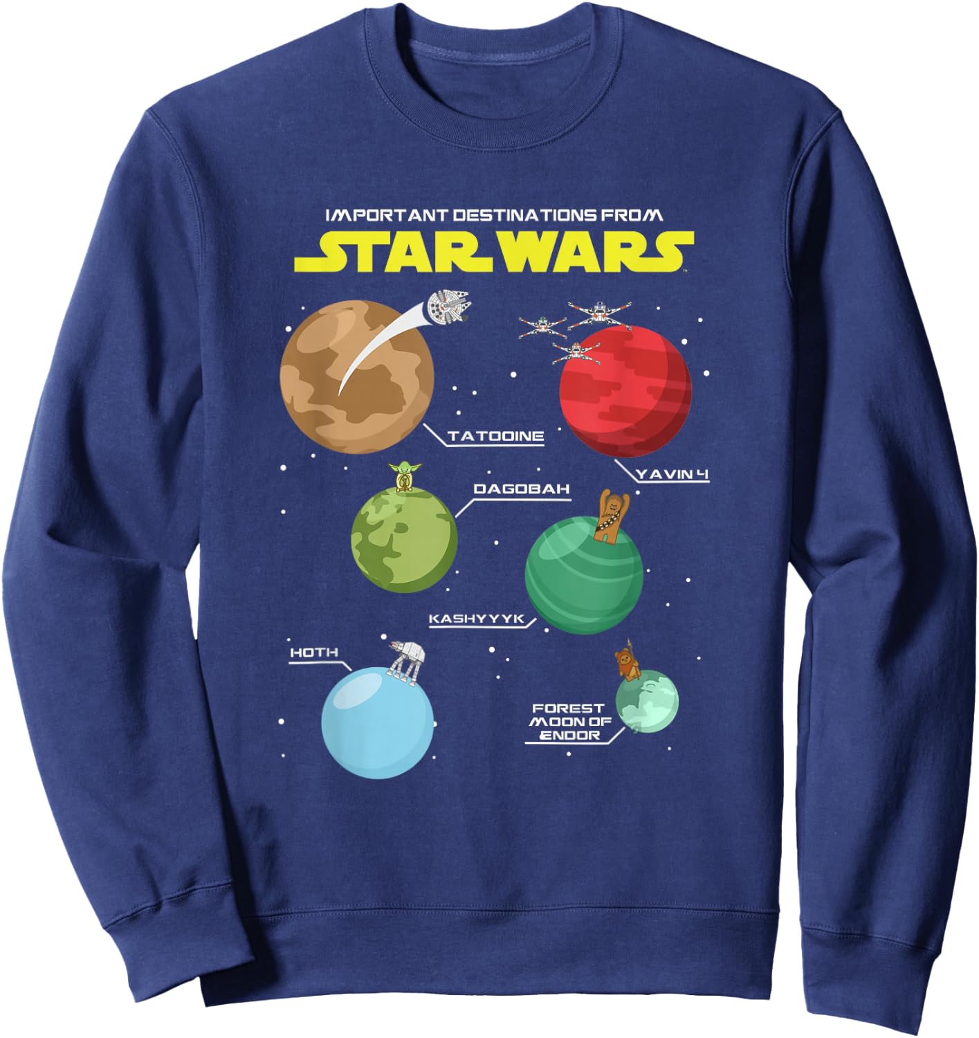 Star Wars Classic Important Destinations Planet Travel Icons Sweatshirt - Sweatshirt | Navy