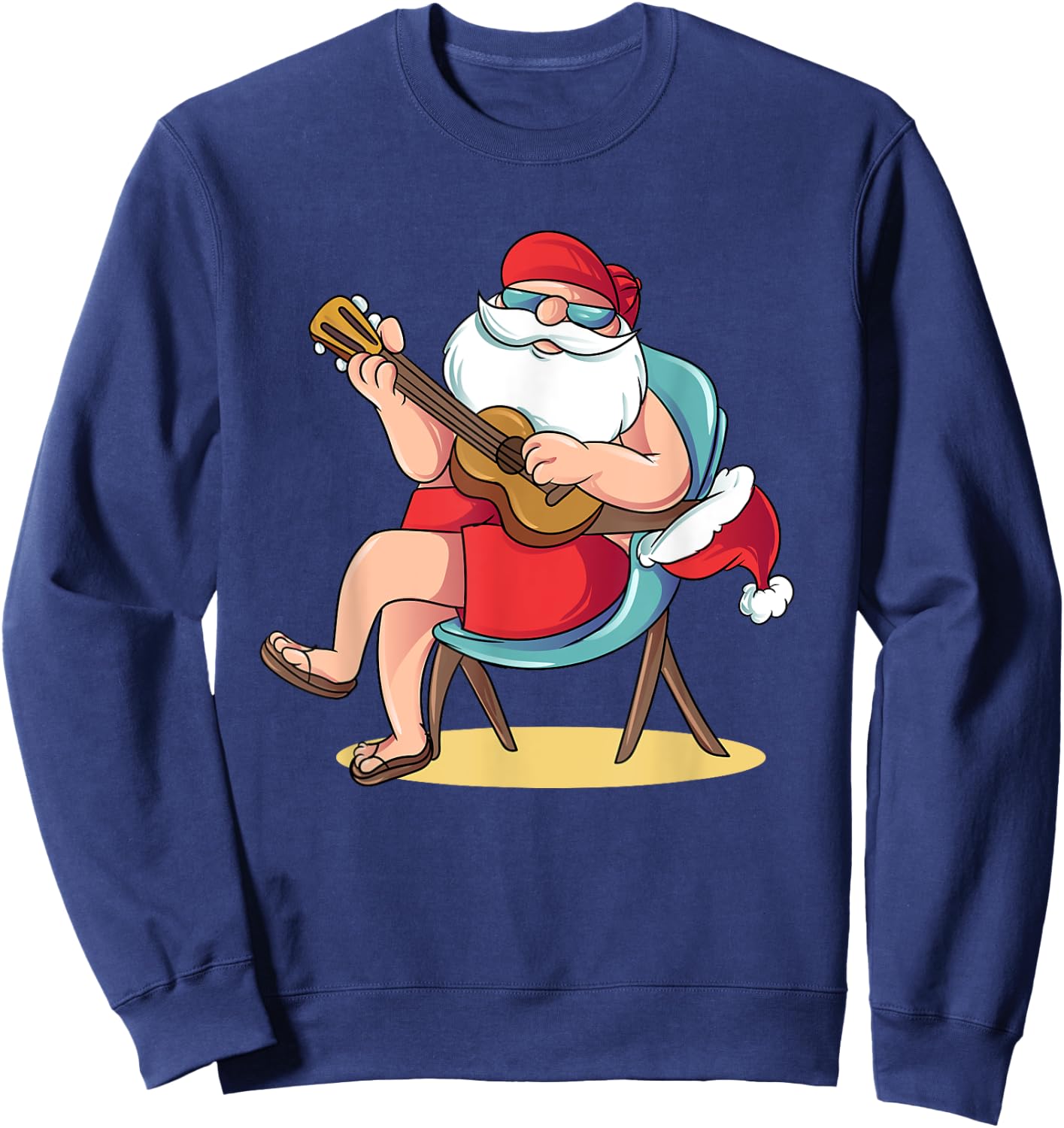 Santa Claus Hawaian Guitar Christmas in July Sweatshirt - Sweatshirt | Navy
