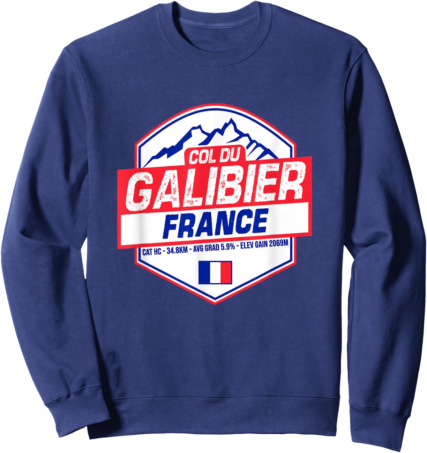 Col du Galibier Cycling In France Road Cyclist Sweatshirt - Sweatshirt | Navy