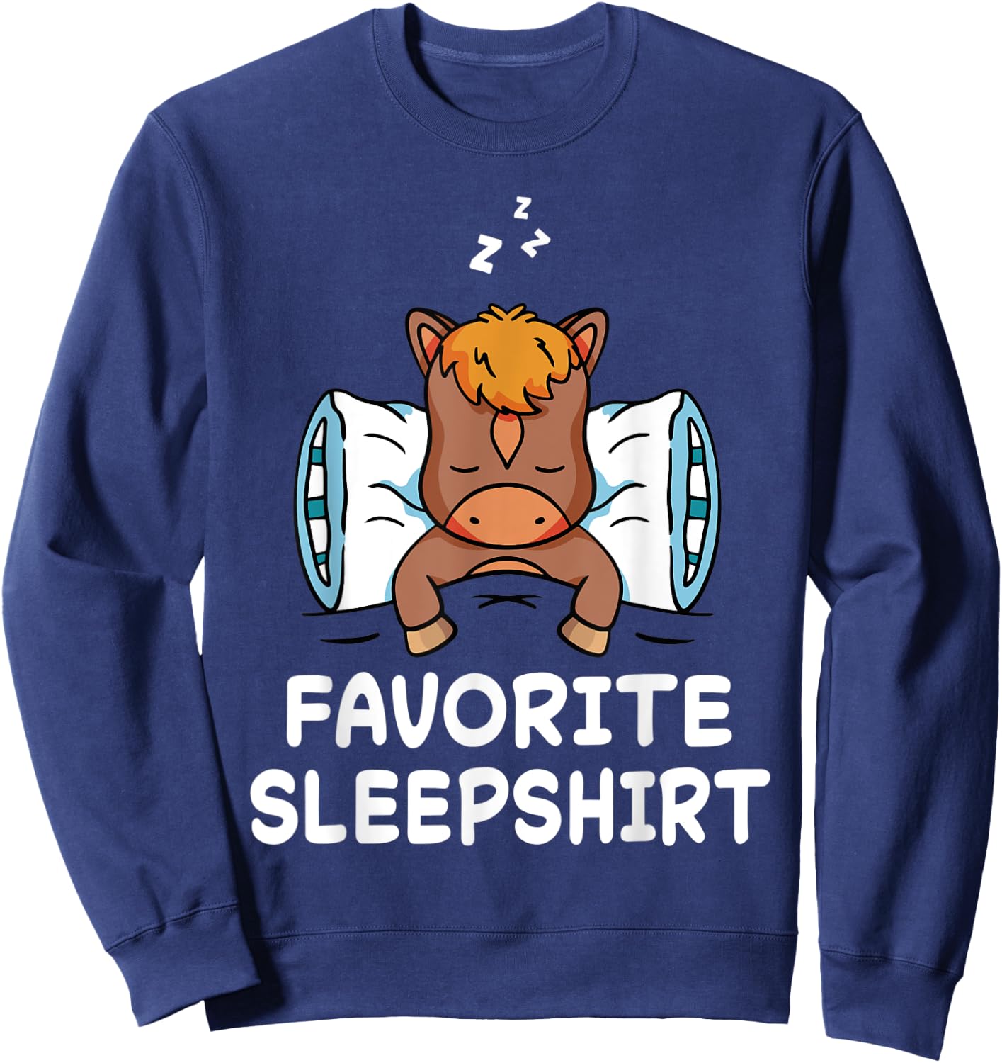 Horse Horses Nap Sleeping Sleep Pajama Pajamas Nightgown Sweatshirt - Sweatshirt | Navy