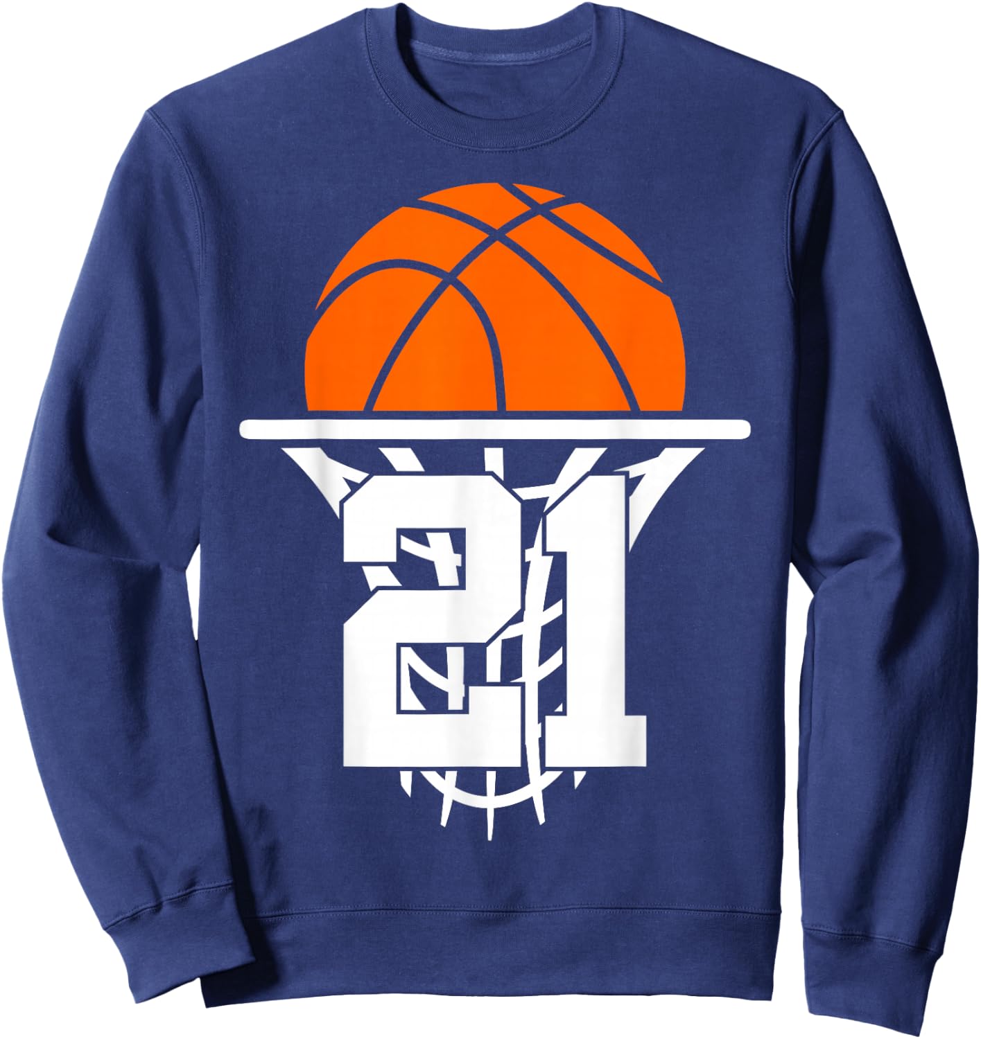 21 Years Basketball 21st Birthday Sweatshirt - Sweatshirt | Navy