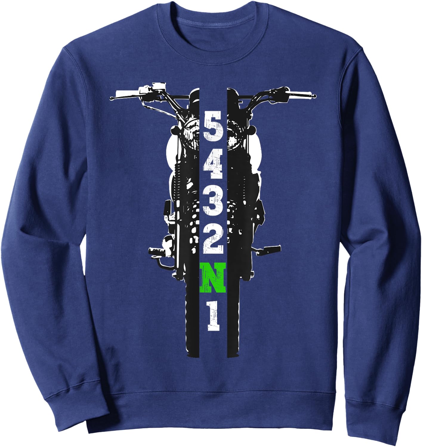 Motorcycle Shift Pattern One Down Four Up Sweatshirt - Sweatshirt | Navy