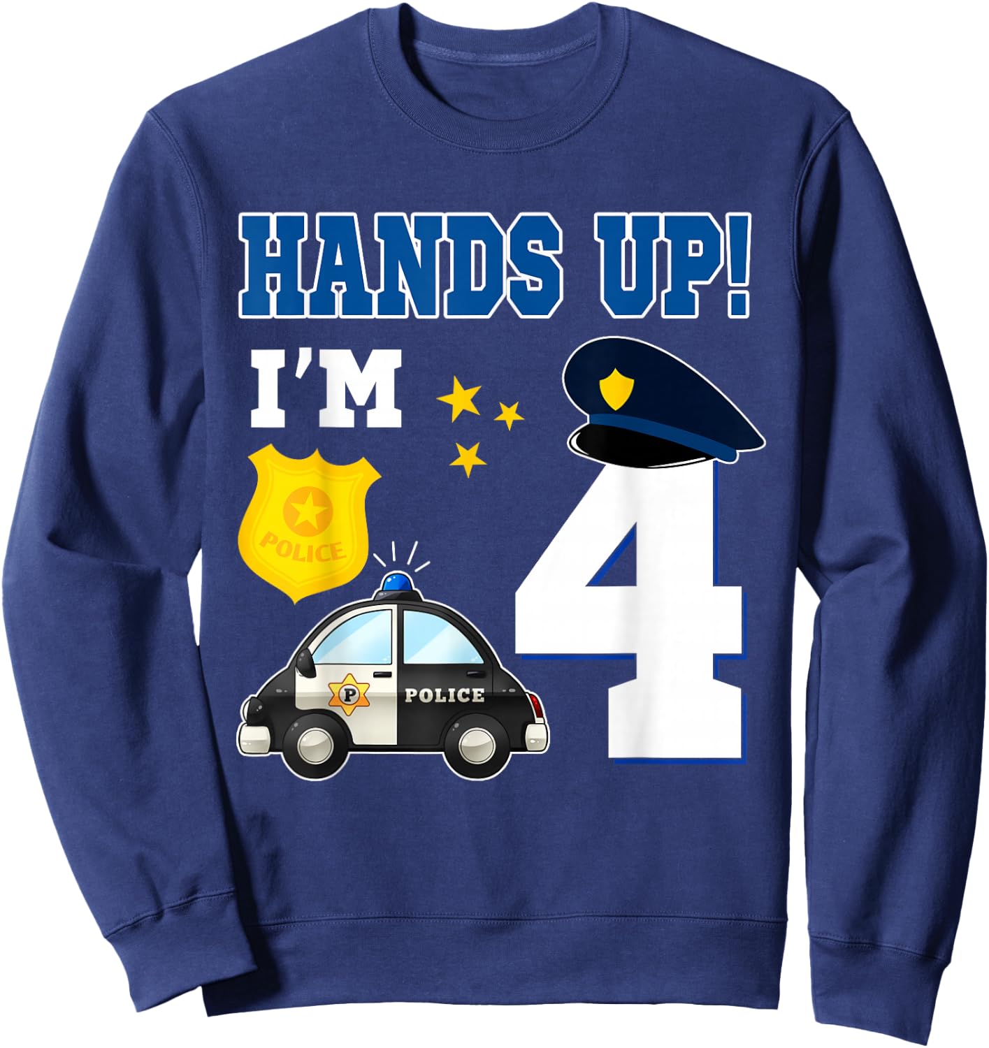 4th Birthday Policeman Boy 4 Year Old Police Officer Sweatshirt - Sweatshirt | Navy