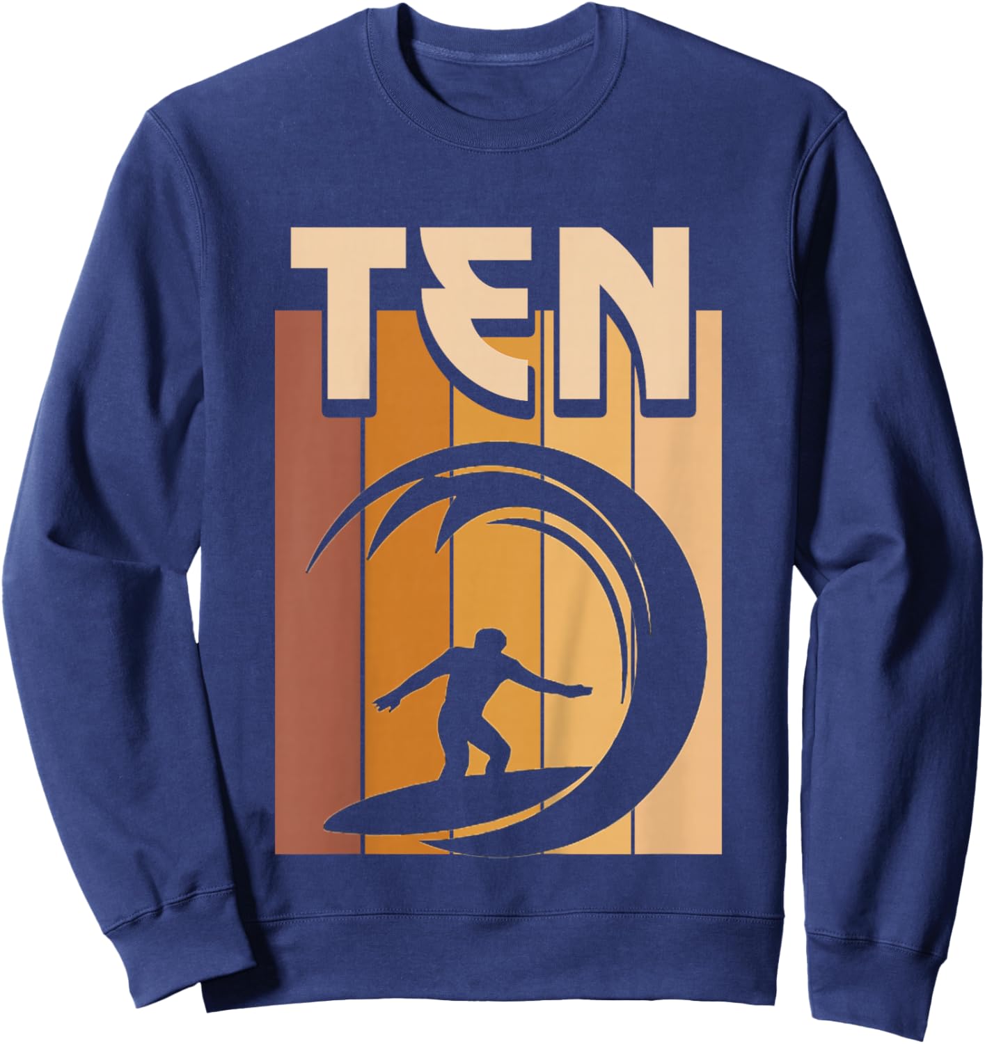 Kids 10 Year Old Surfing Birthday Boy Girl 10th Birthday Surfer Sweatshirt - Sweatshirt | Navy