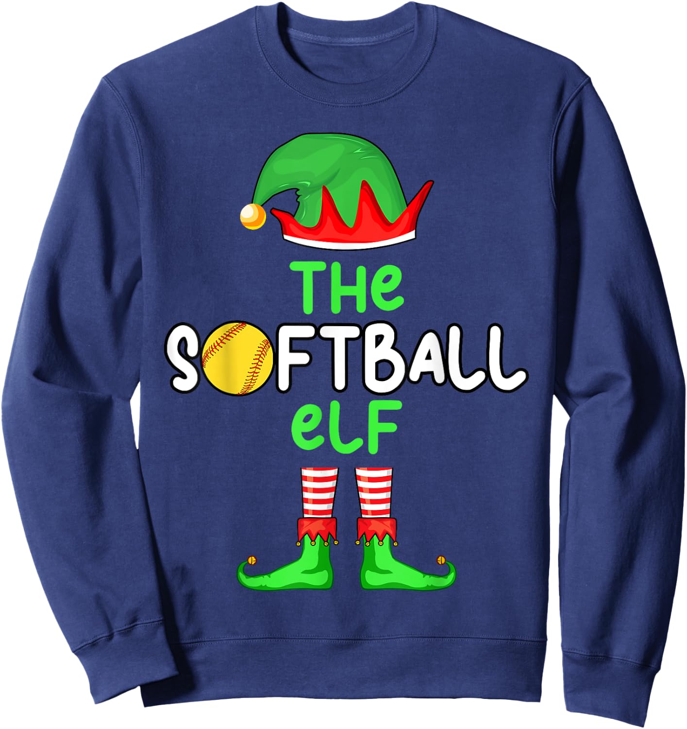 I'm The Softball Elf Christmas Family Matching Pajama Sweatshirt - Sweatshirt | Navy
