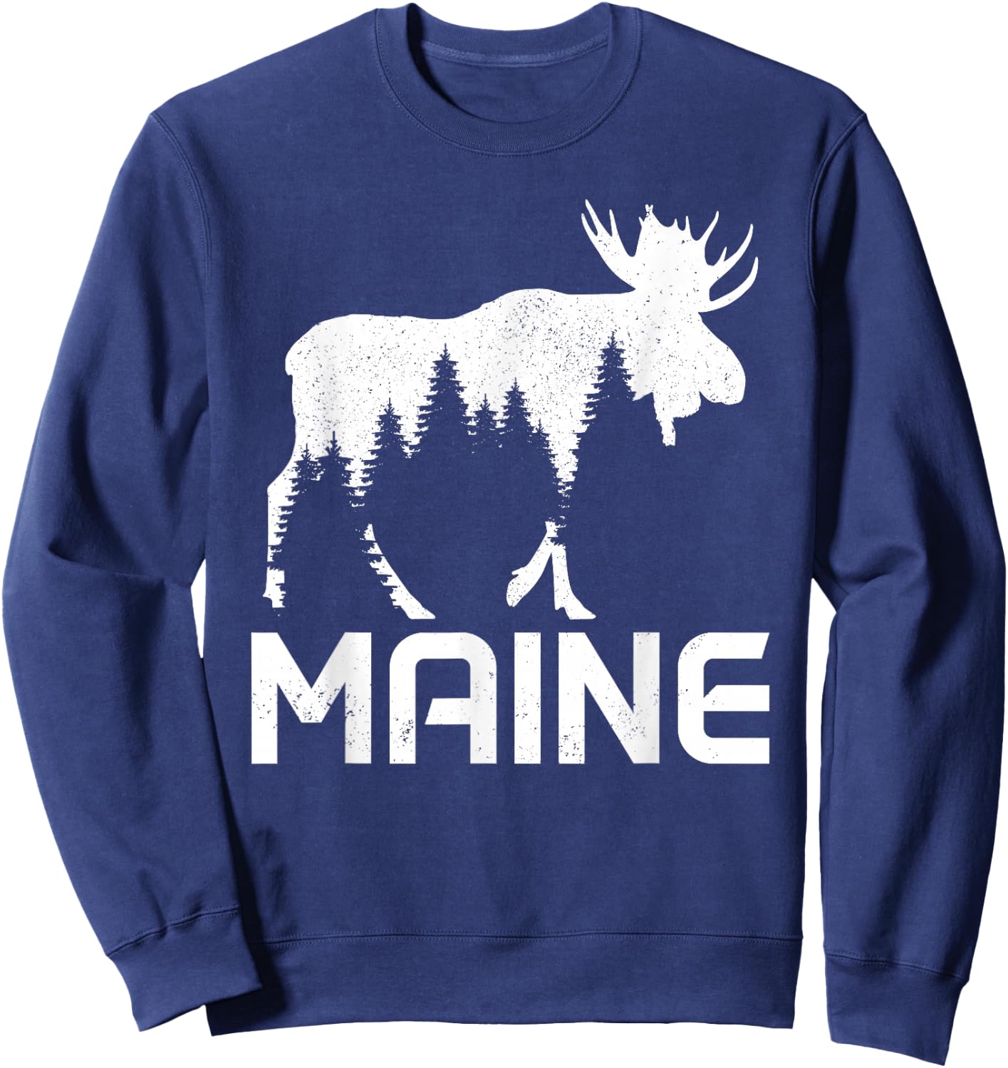 Maine Vintage Pride Souvenir Moose Nature Hiking Sweatshirt - Sweatshirt | Navy