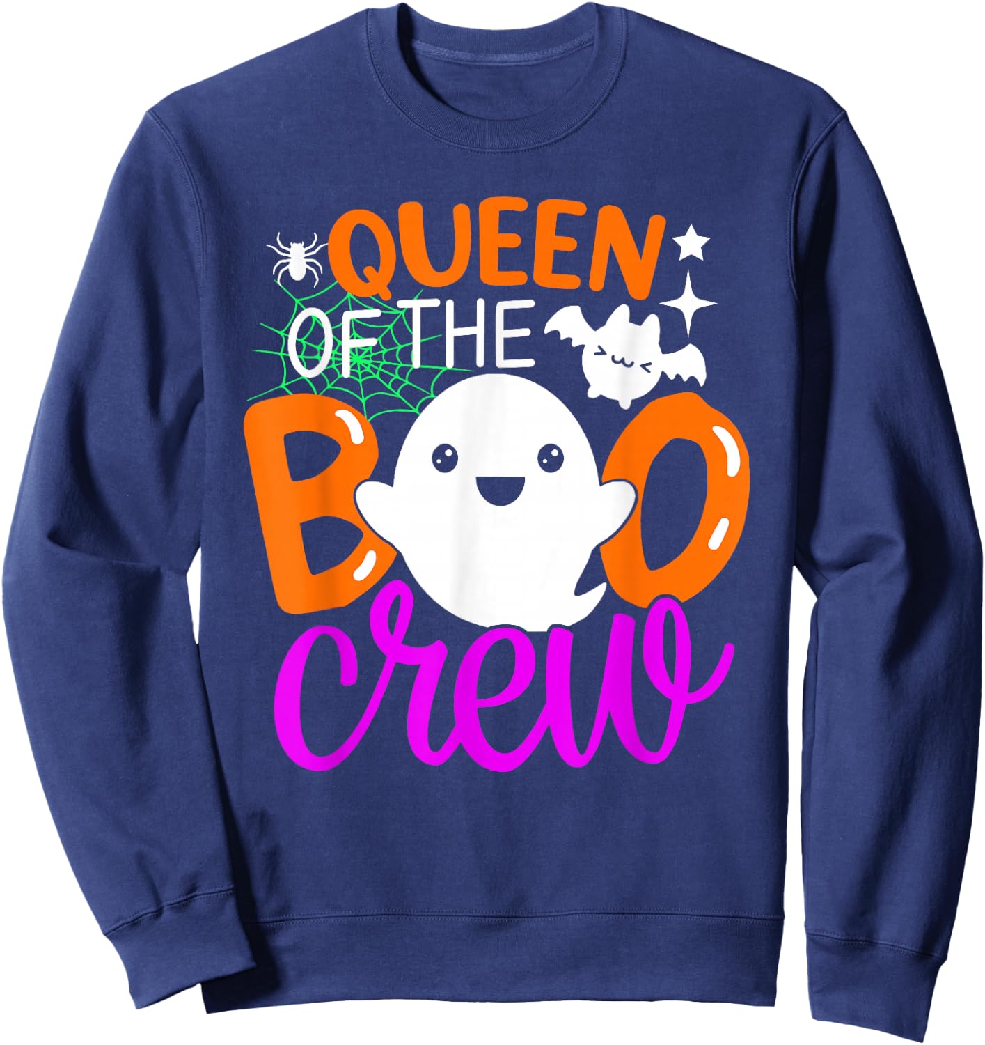 Queen Of The Boo Crew Funny Halloween Family Matching Sweatshirt - Sweatshirt | Navy