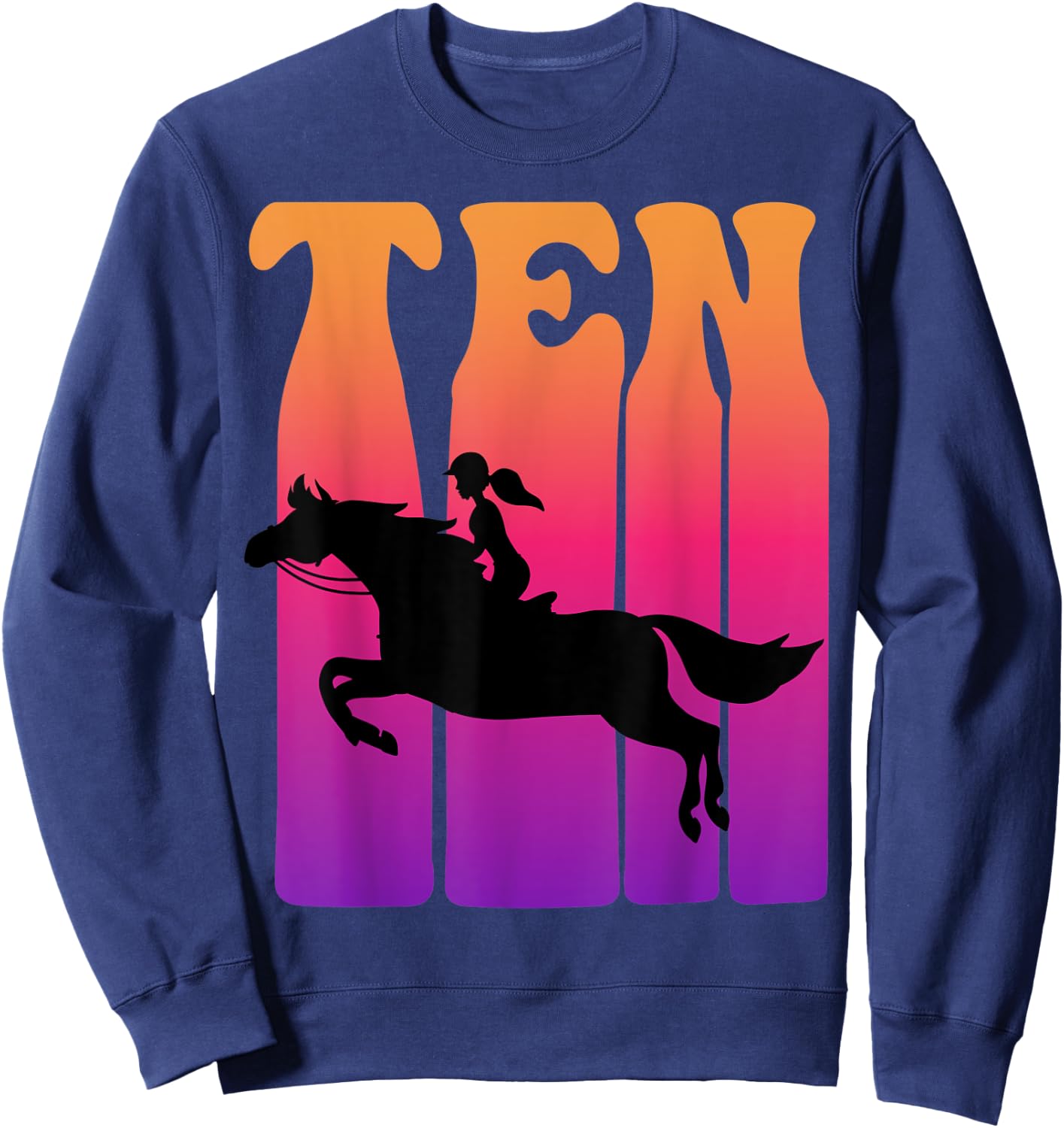 Girl Horseback Rider, I'm 10 Year Old, Kids 10th Birthday Sweatshirt - Sweatshirt | Navy