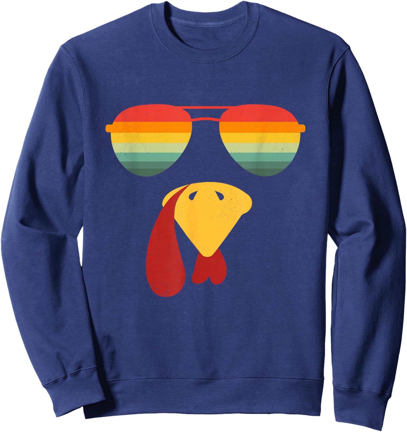 Turkey Face Sunglasses Thanksgiving Boys Kids Cool Turkey Sweatshirt - Sweatshirt | Navy