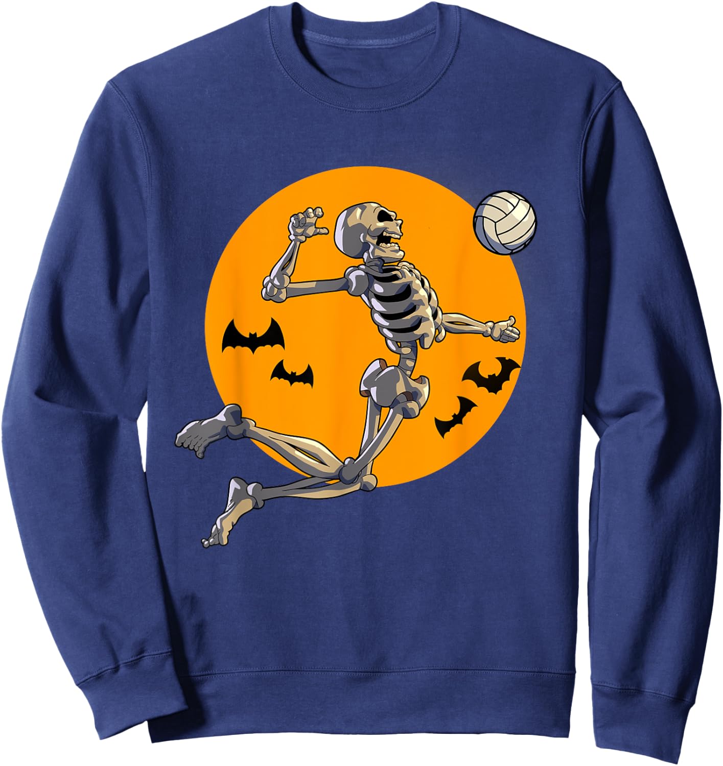 Volleyball Skeleton Women Men Volleyball Player Halloween Sweatshirt - Sweatshirt | Navy