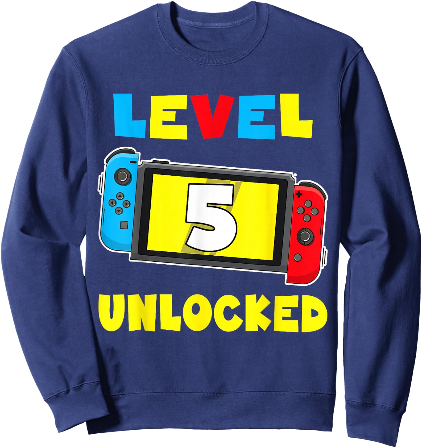 Level 5 Unlocked 5th Birthday Shirt Video Game 5 Year Old Sweatshirt - Sweatshirt | Navy