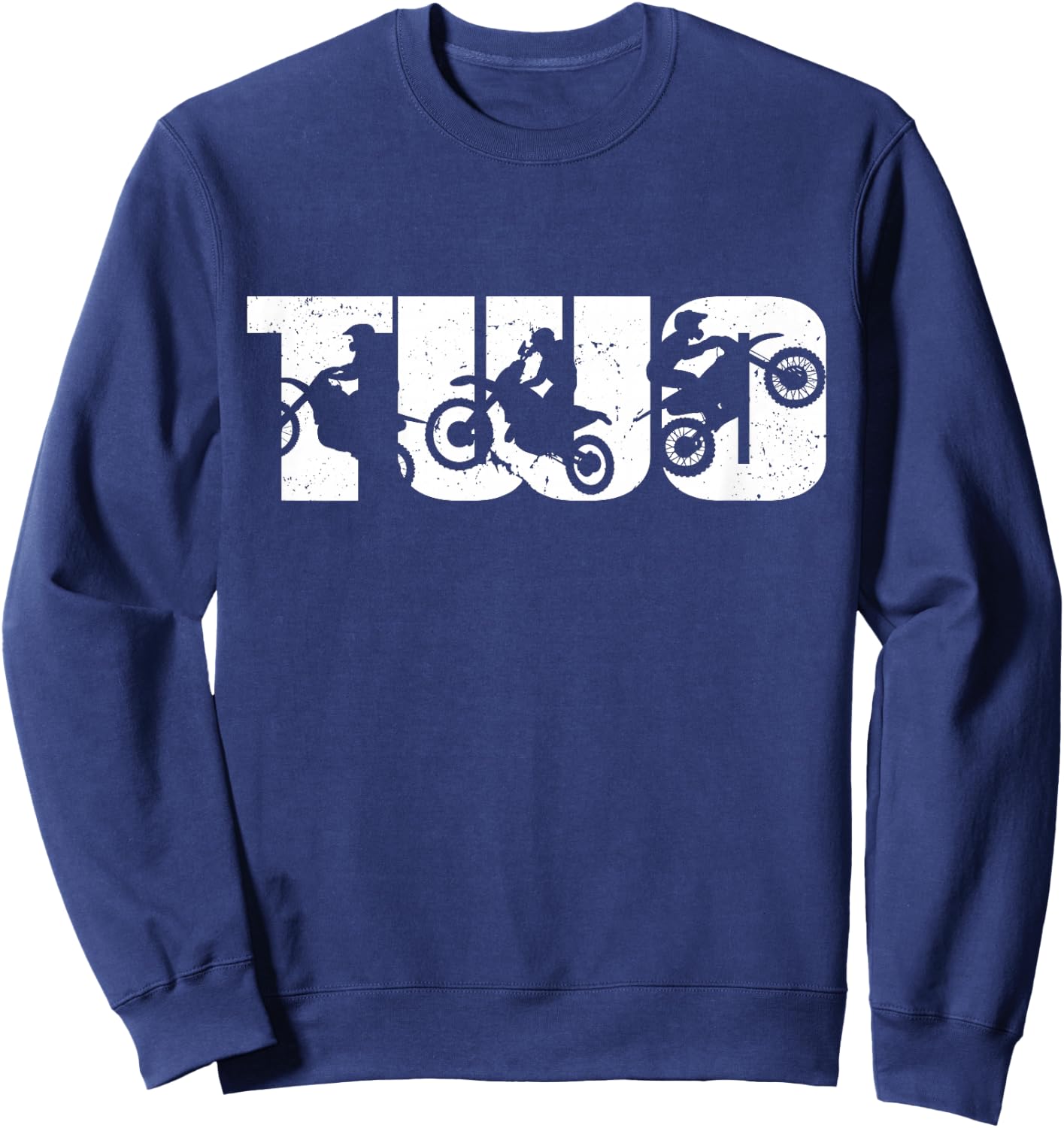2nd Birthday Retro Motocross Dirt Bike 2 Years Boys Girl Sweatshirt - Sweatshirt | Navy