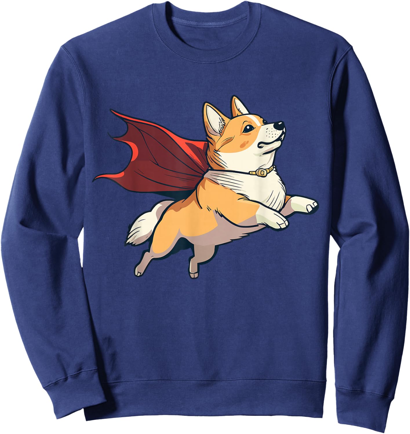 Super Hero Corgi with a Cape Super Dog Sweatshirt - Sweatshirt | Navy