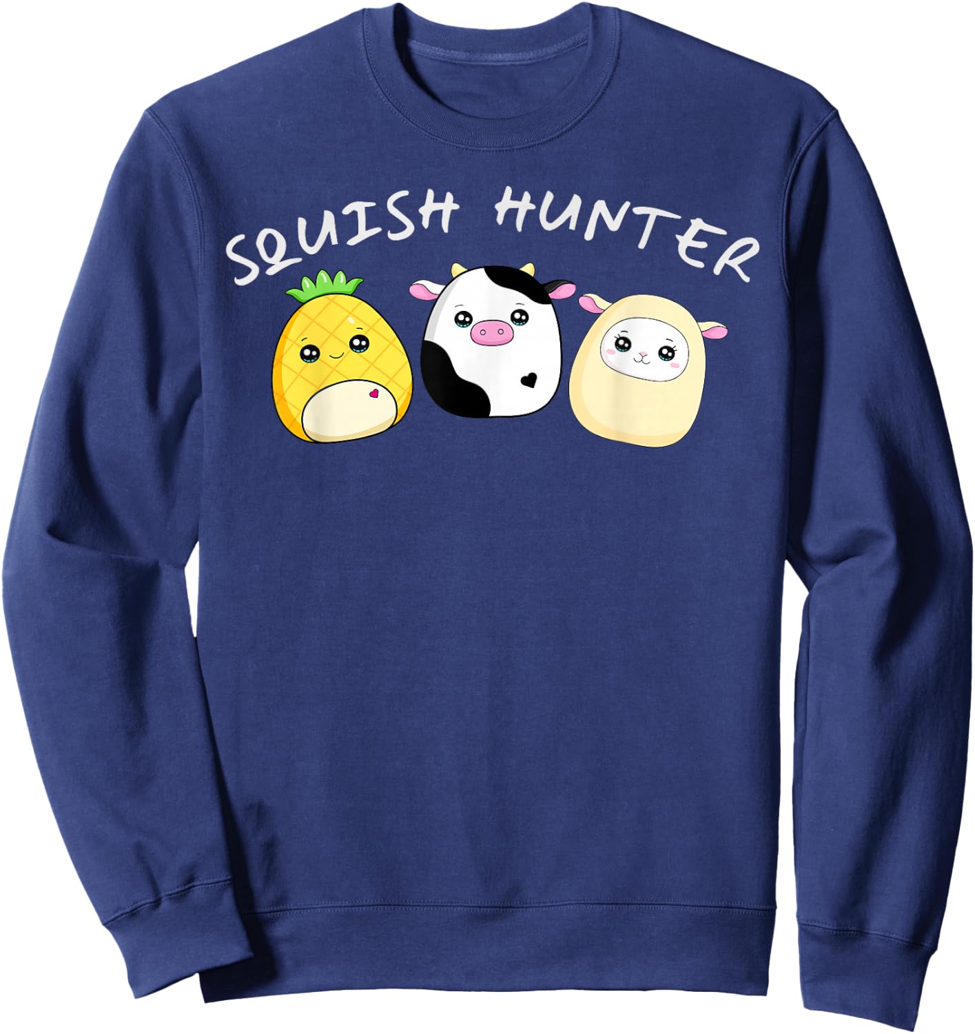 Squish hunter cute animals pineapple cow lamb Sweatshirt - Sweatshirt | Navy