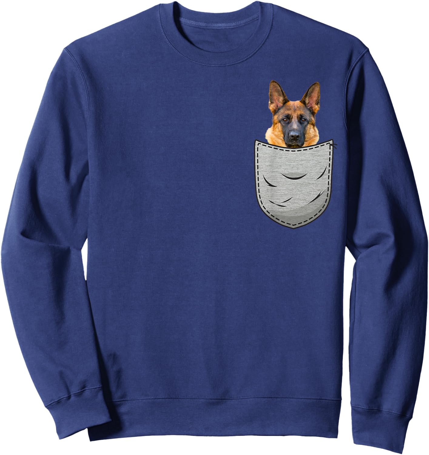 German Shepherd Dog Chest Pocket for Dog Owners Sweatshirt - Sweatshirt | Navy