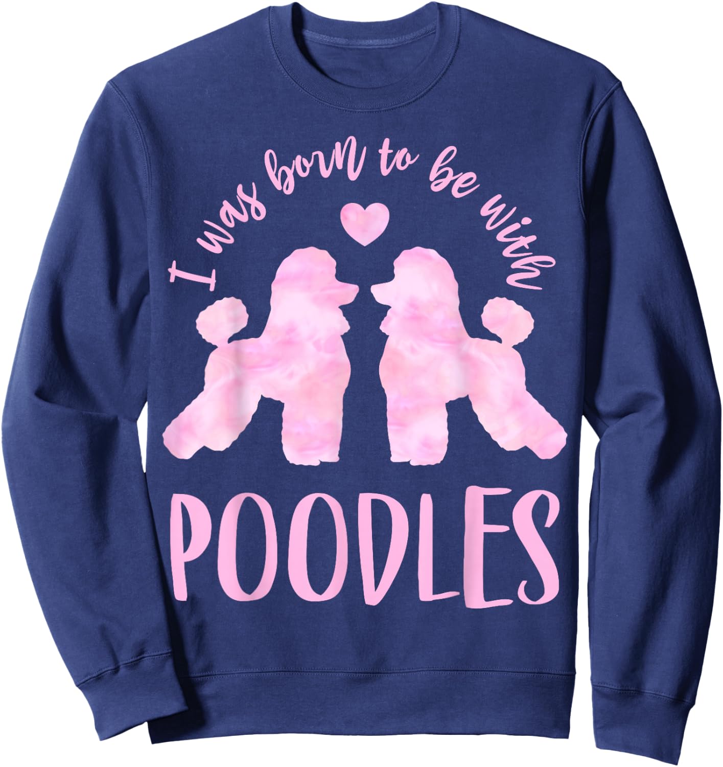 Poodle Lover's 2 Pink Poodles Sweatshirt - Sweatshirt | Navy