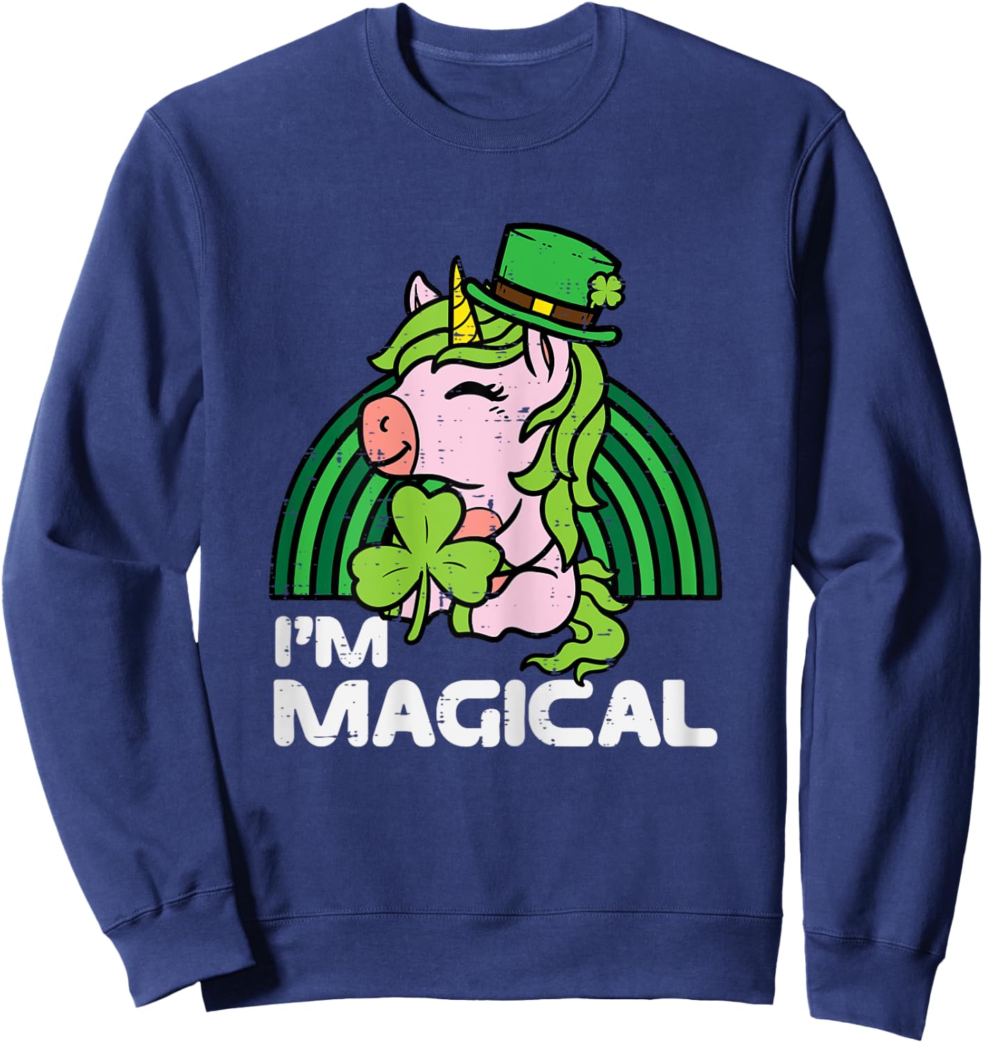 St Patricks Day Unicorn Im Magical Irish Girls Kids Toddlers Sweatshirt - Sweatshirt | Navy