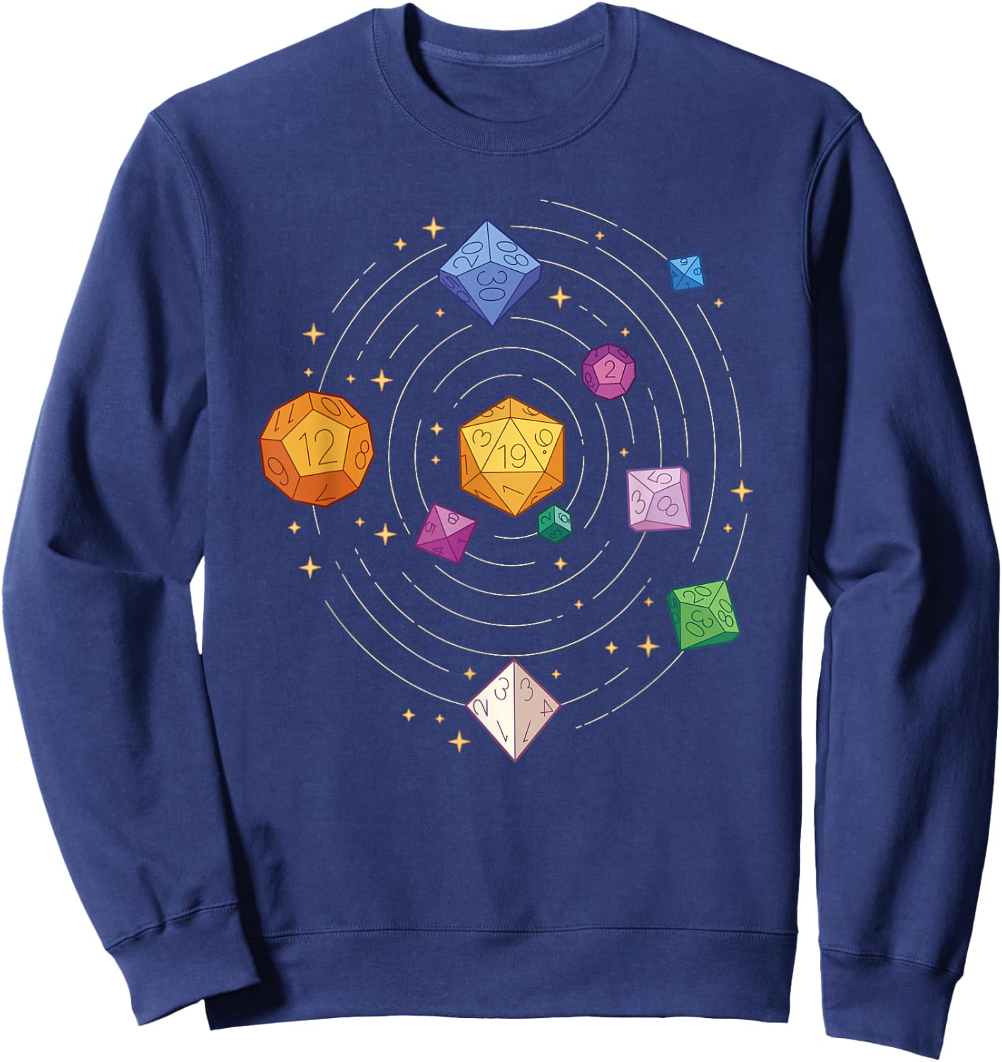 Roleplaying Games, Rotating Dice in Space RPG Sweatshirt - Sweatshirt | Navy