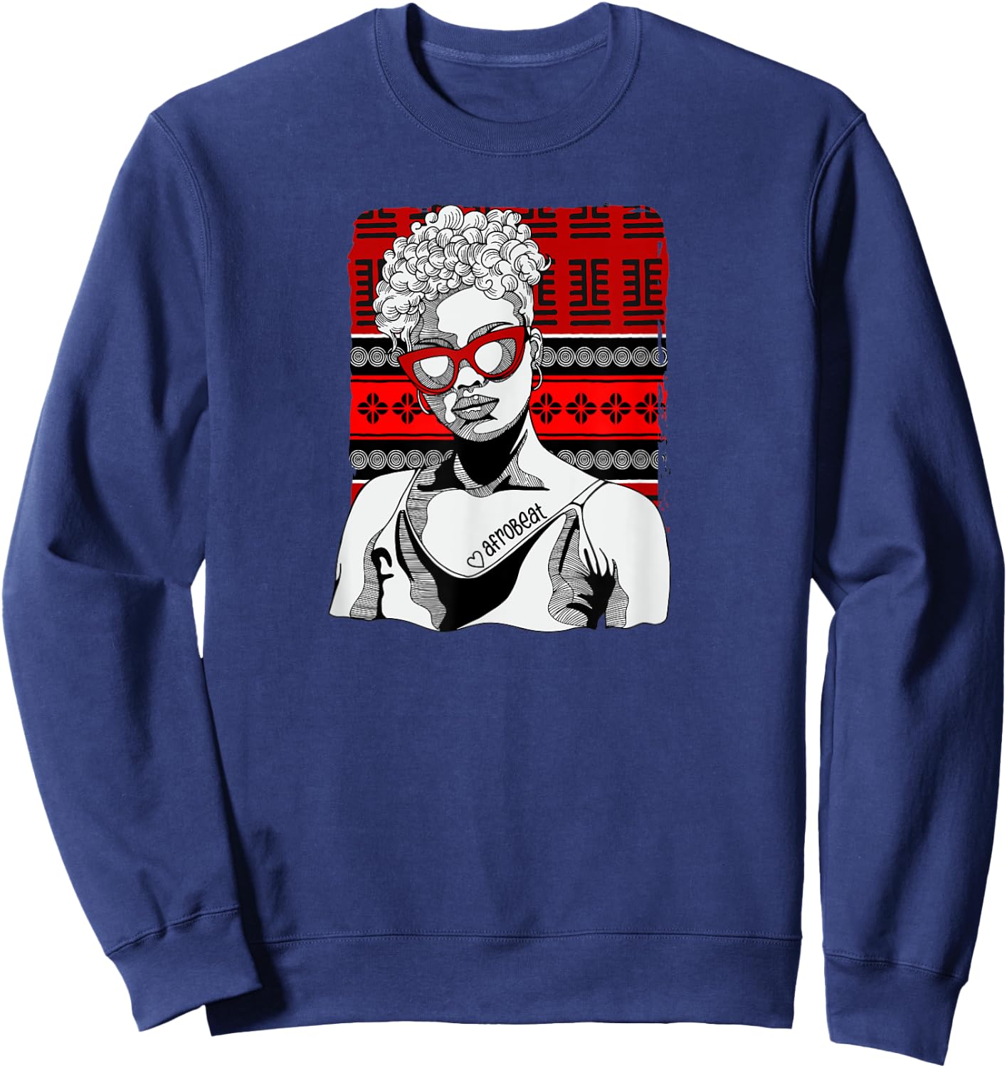 Woman with Afrobeat Tattoo Sweatshirt - Sweatshirt | Navy