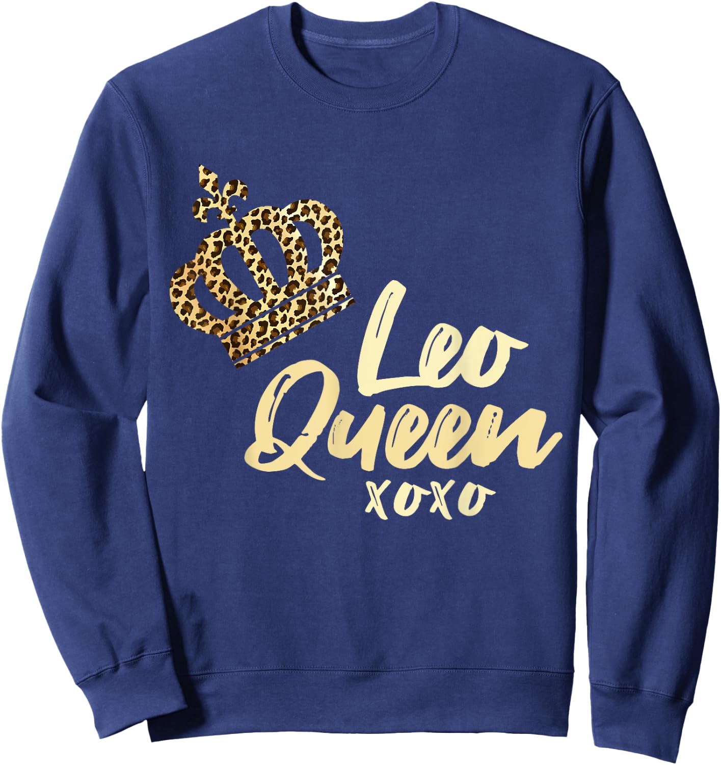 Leo Queen Leopard Print July August Zodiac Sign Astrology Sweatshirt - Sweatshirt | Navy