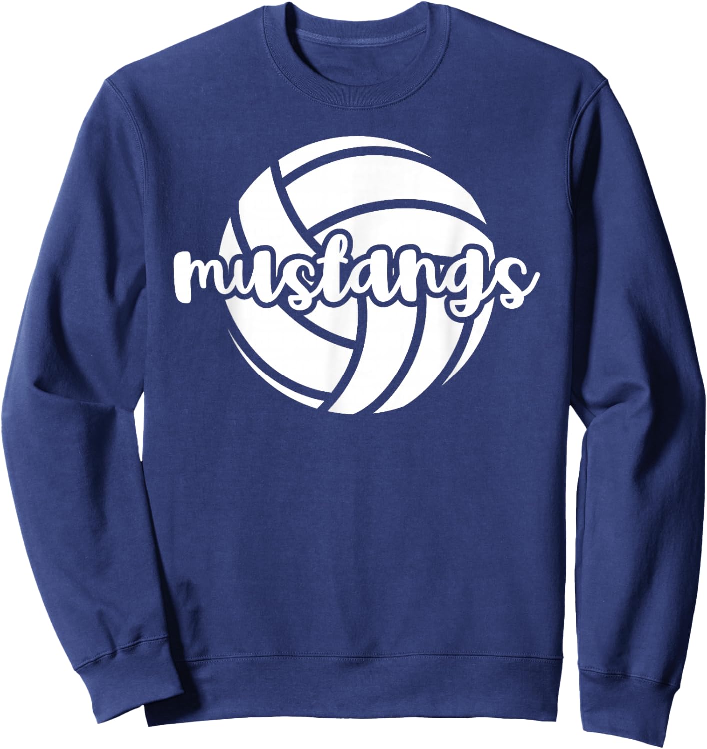 Mustangs Volleyball Team Mascot School Spirit Game Night Sweatshirt - Sweatshirt | Navy