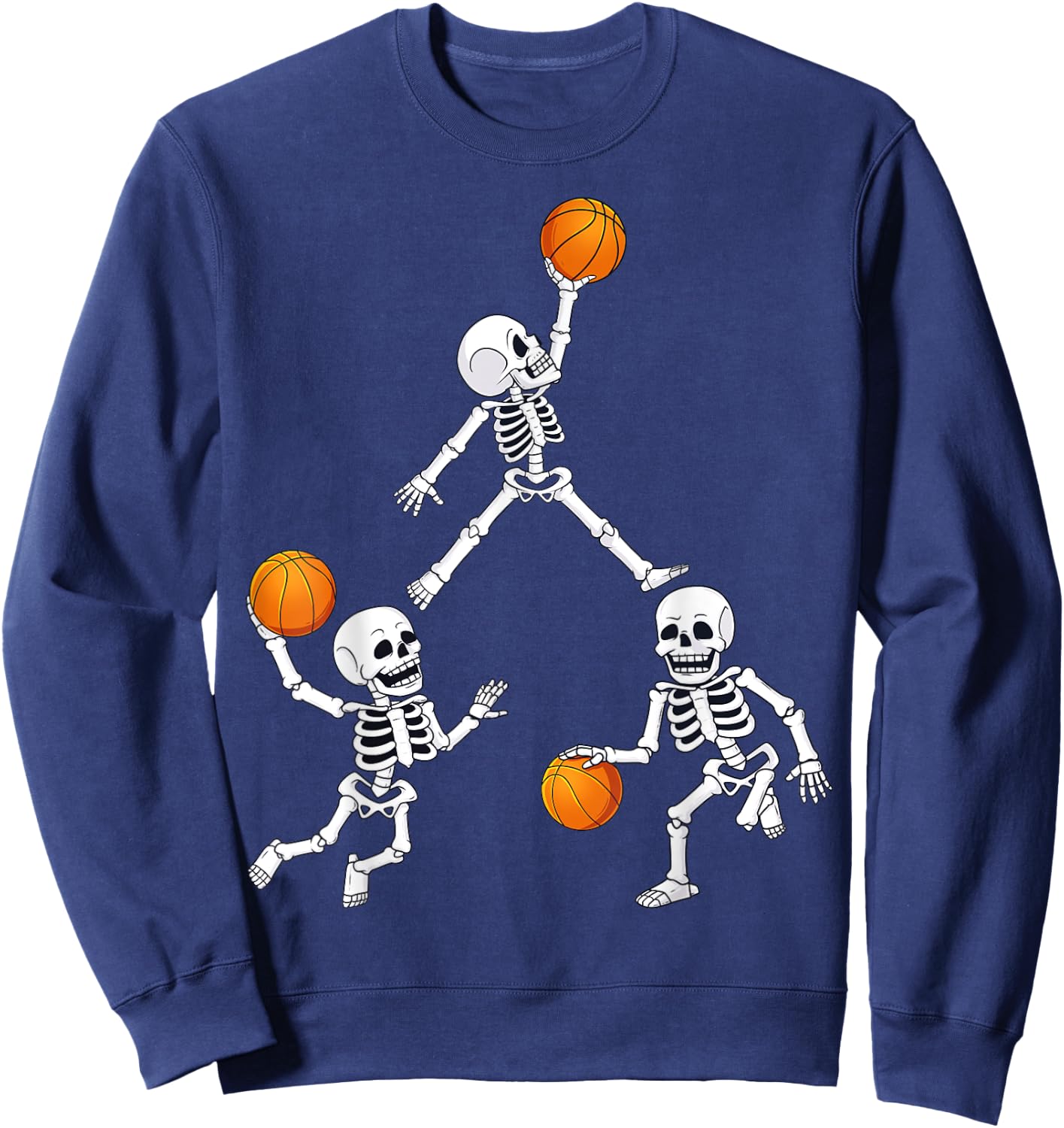 Basketball Halloween Skeleton Dunking Dribble Boys Kids Teen Sweatshirt - Sweatshirt | Navy
