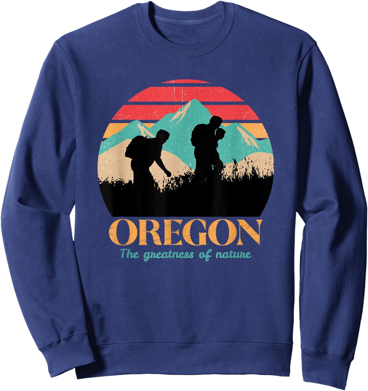 Oregon Hiking Mountains - Retro Aesthetic Design - Classic Sweatshirt - Sweatshirt | Navy