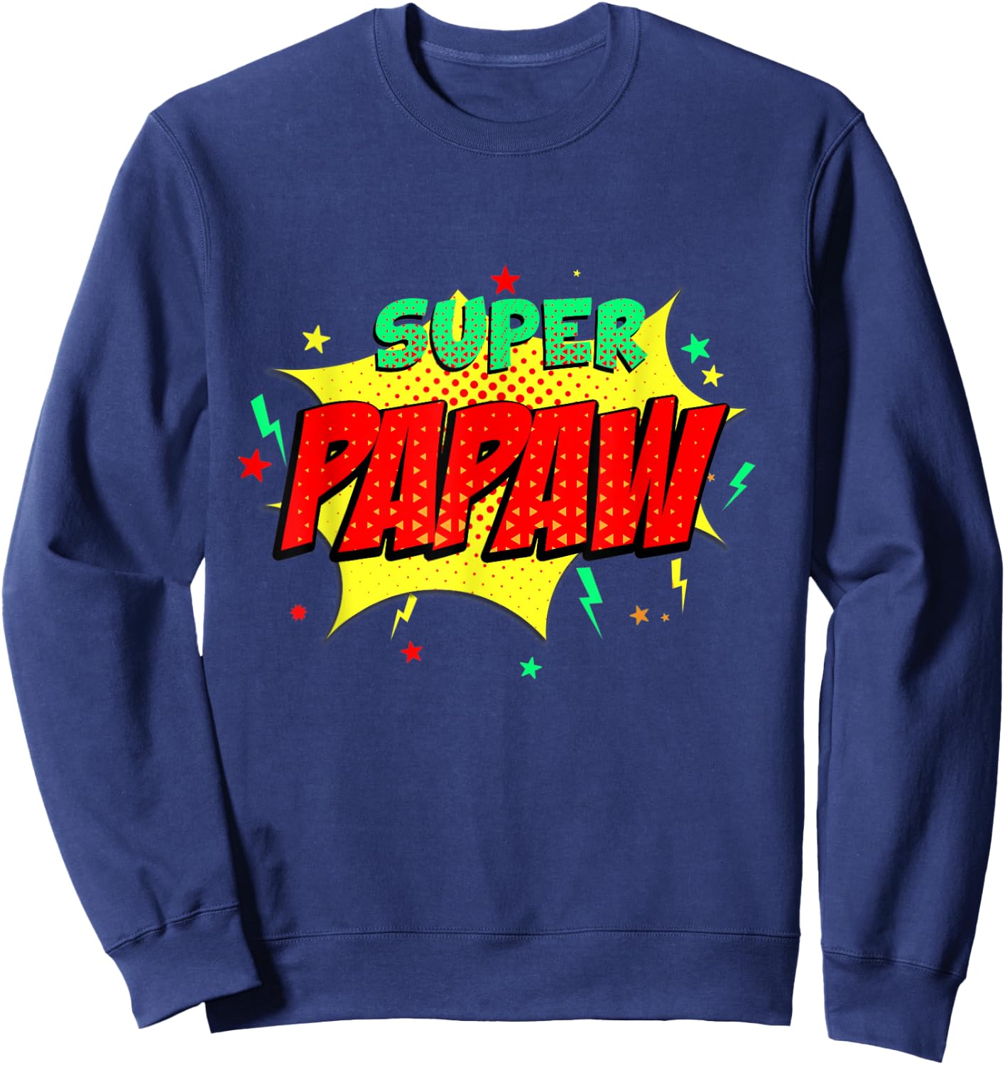 Super Papaw Comic Themed Style Superhero Fathers Day Sweatshirt - Sweatshirt | Navy