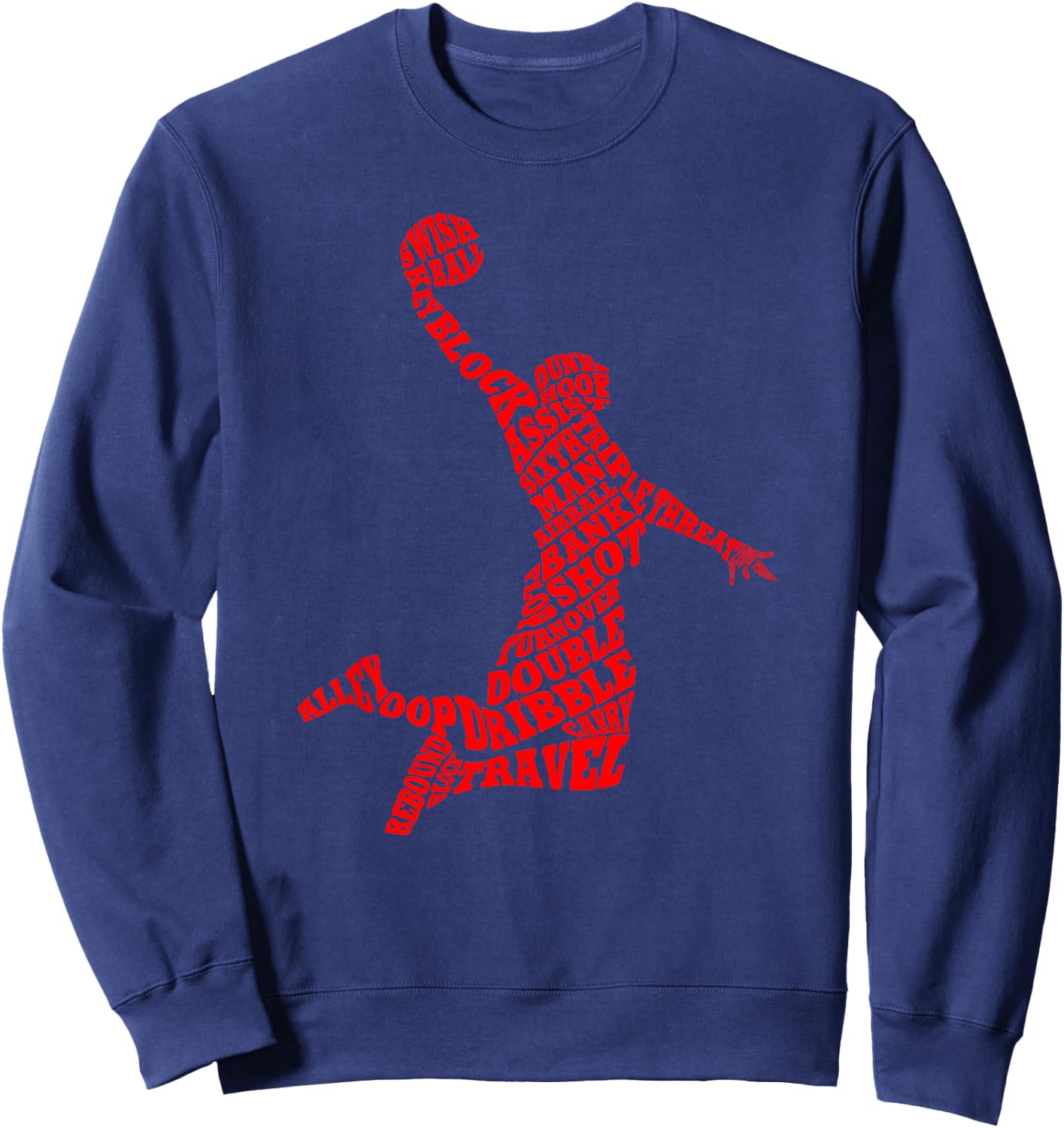 Basketball Player Typography Word Art Sweatshirt - Sweatshirt | Navy