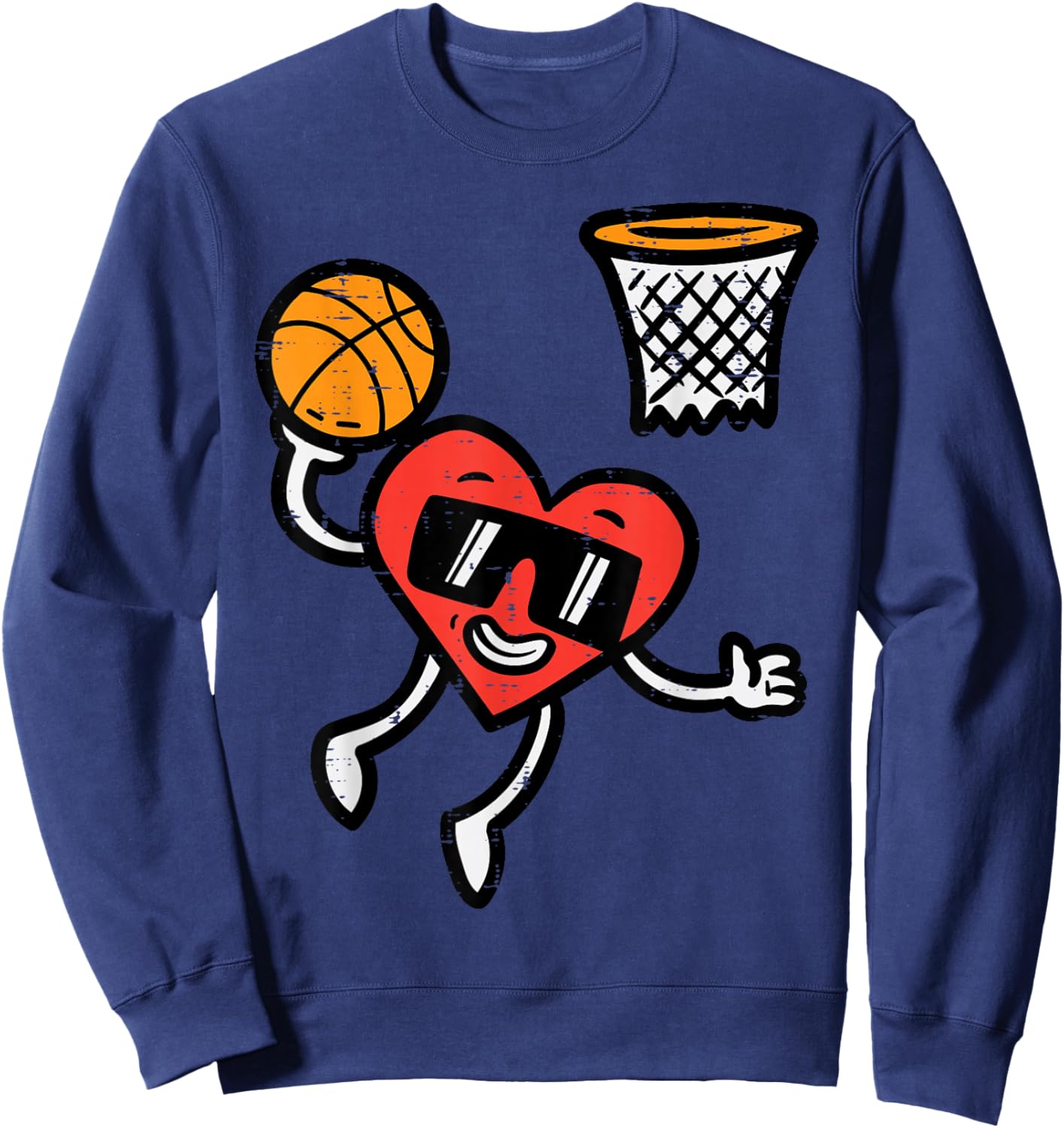 Valentines Day Basketball Cute Sports Men Boys Kids Toddlers Sweatshirt - Sweatshirt | Navy