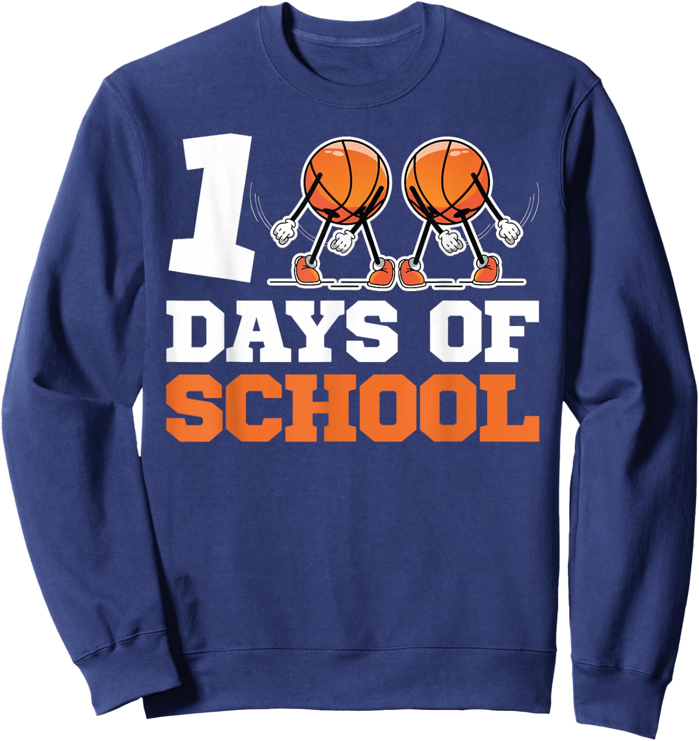 100th Day of School Basketball Kids 100 Days Of School Sweatshirt - Sweatshirt | Navy