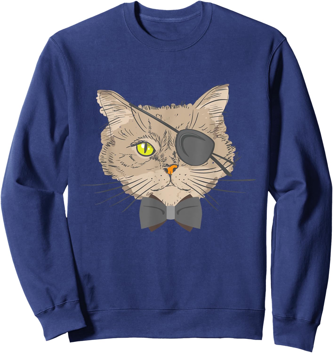 Pirate Cat - Eye Surgery Survivor Glaucoma Cataract Patch Men Women Sweatshirt - Sweatshirt | Navy