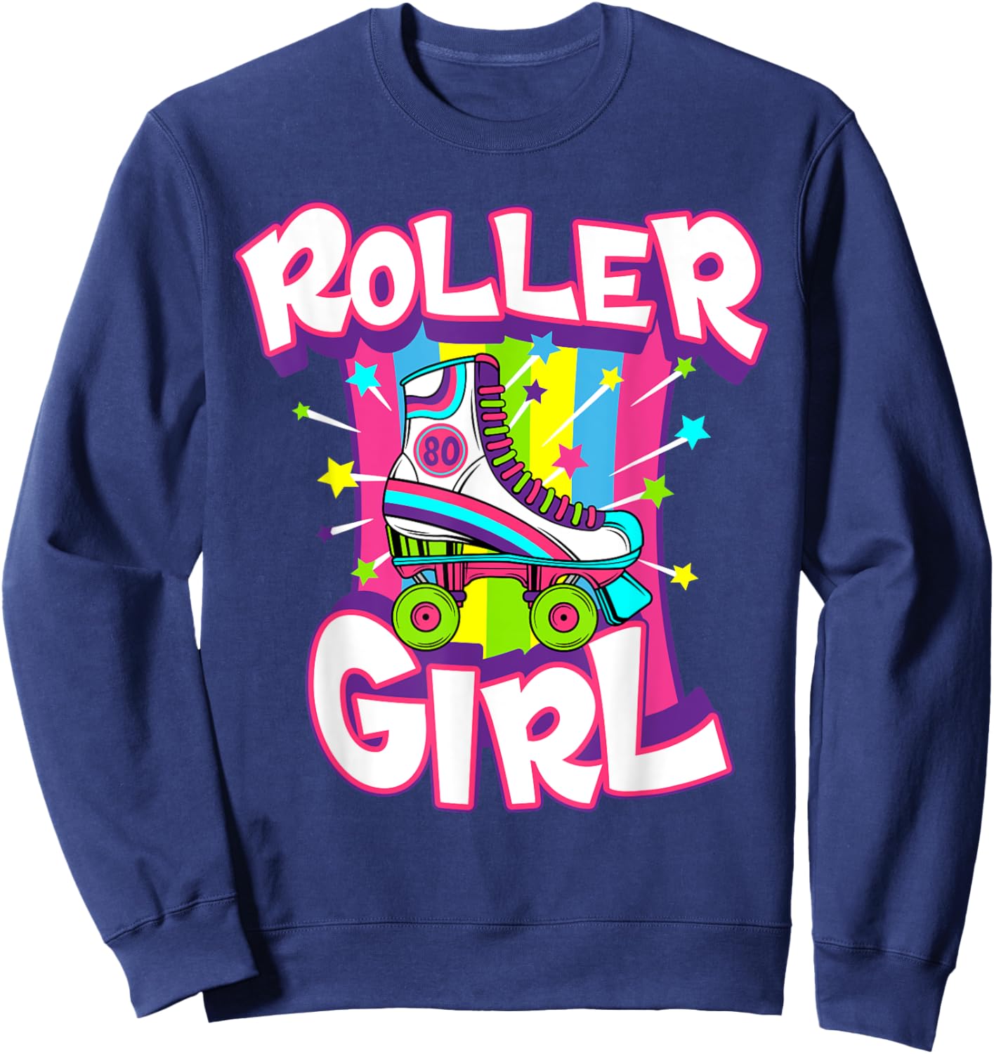 Roller Girl Funny 70s Vintage Roller Skate Seventies Costume Sweatshirt - Sweatshirt | Navy