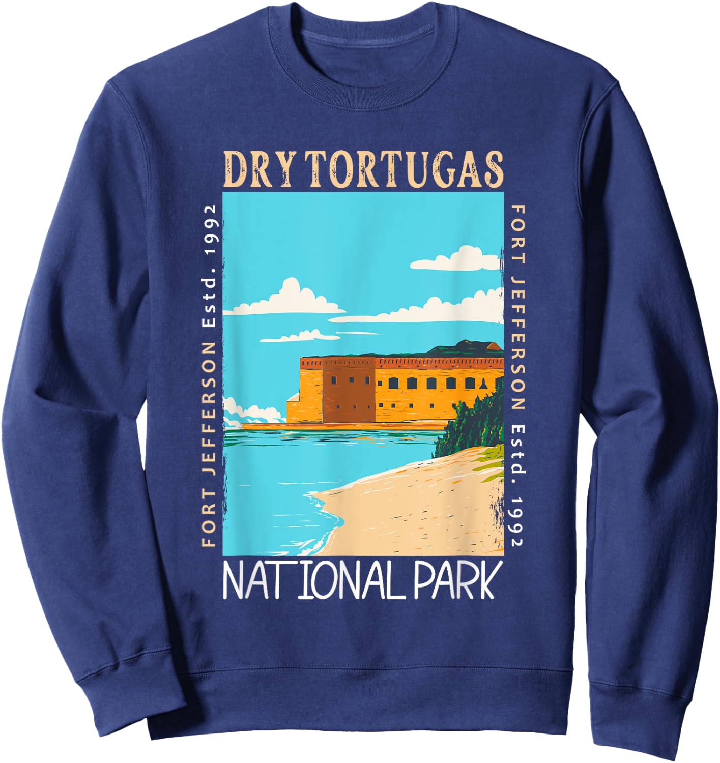 Dry Tortugas National Park Florida Distressed Vintage Sweatshirt - Sweatshirt | Navy