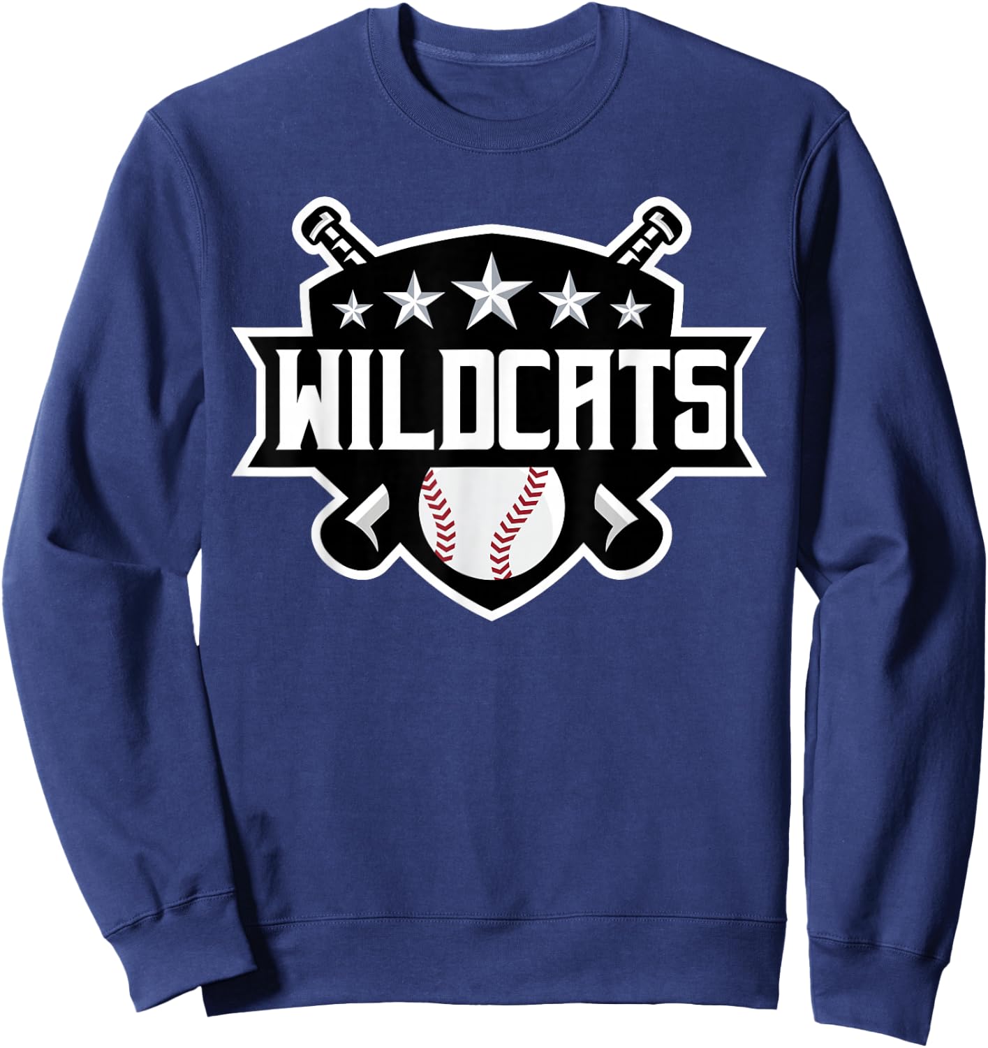 Wildcats Baseball Sports Game Day Spirit Print Stars Mom Dad Sweatshirt - Sweatshirt | Navy