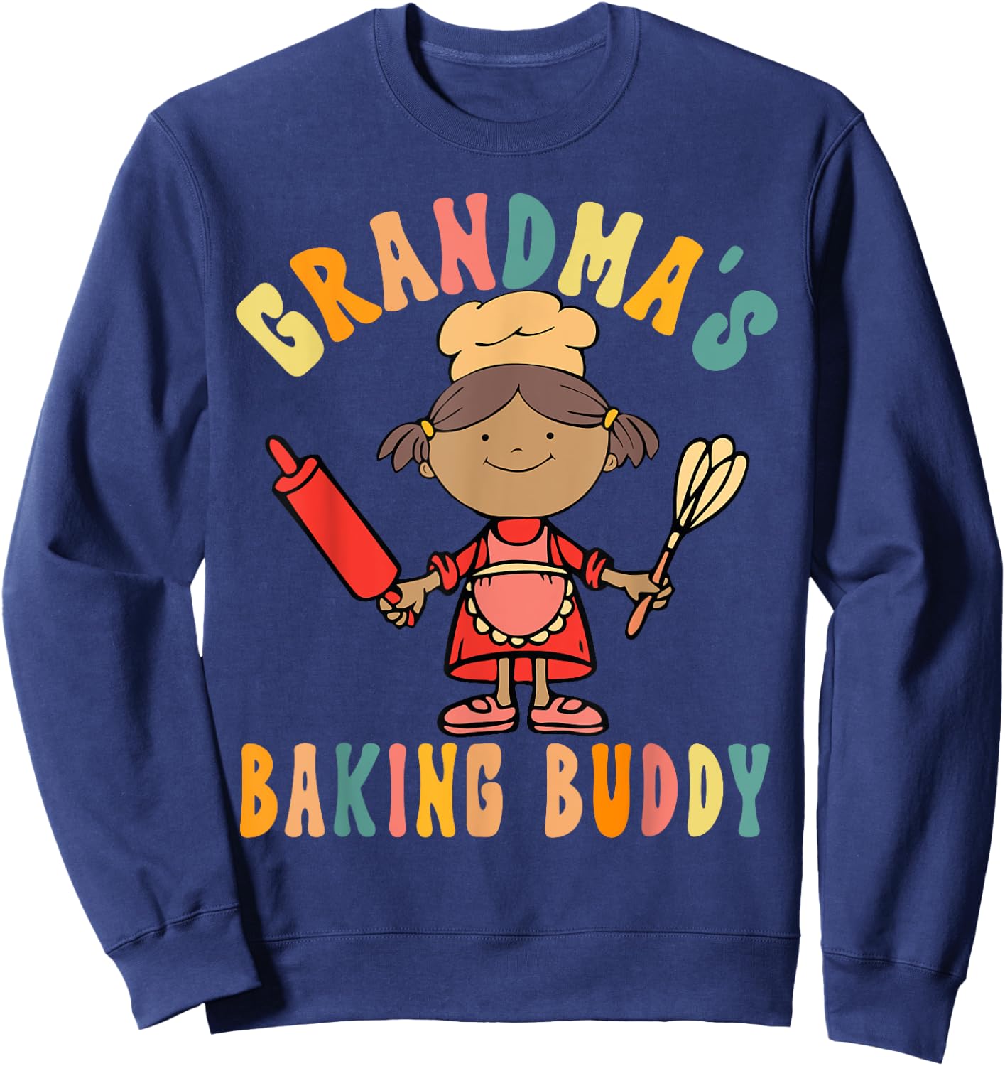 Groovy Grandma's Baking Buddy For Kids Girl Sweatshirt - Sweatshirt | Navy
