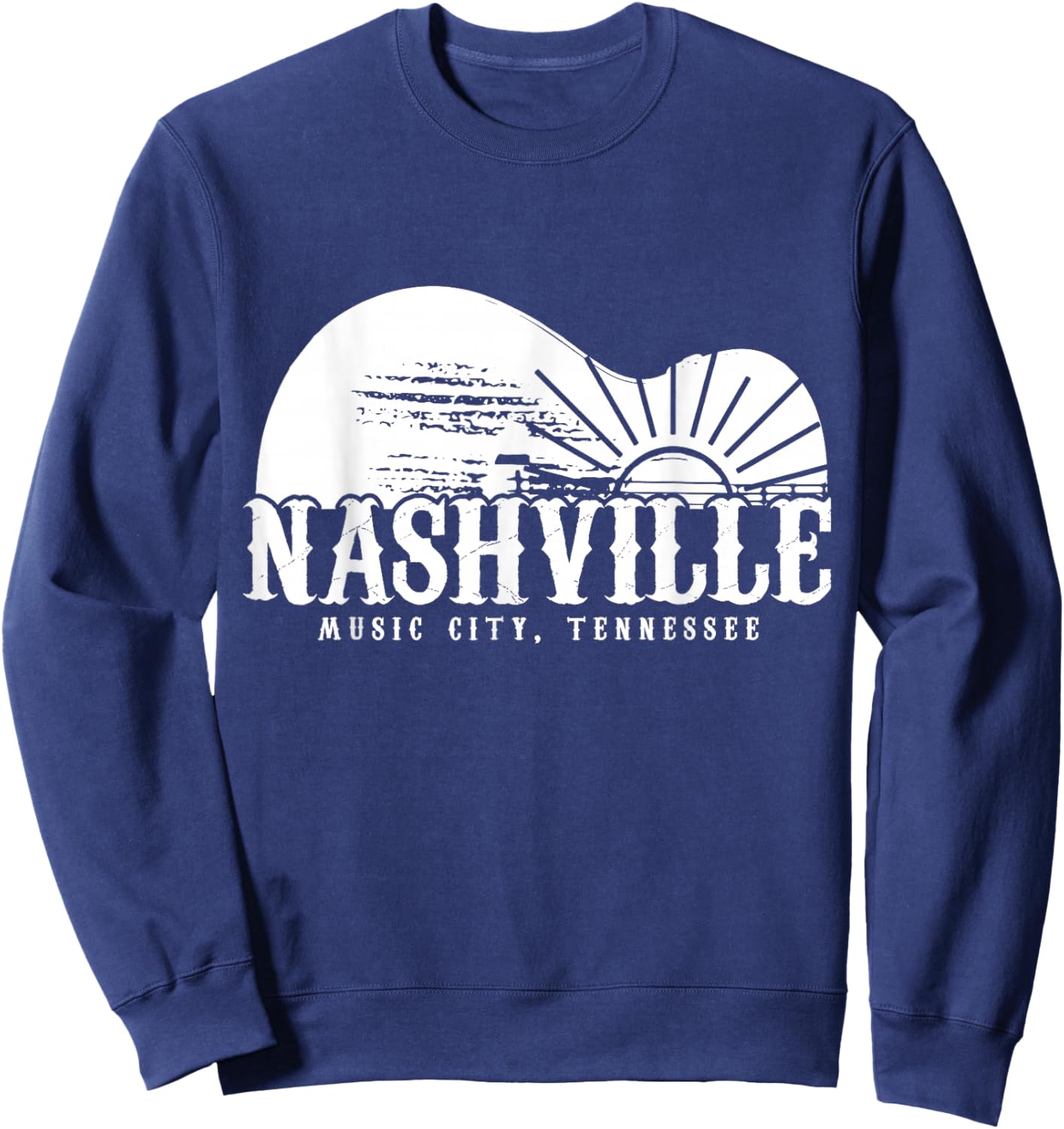 Nashville Tennessee Guitar Player Vintage Country Music City Sweatshirt - Sweatshirt | Navy