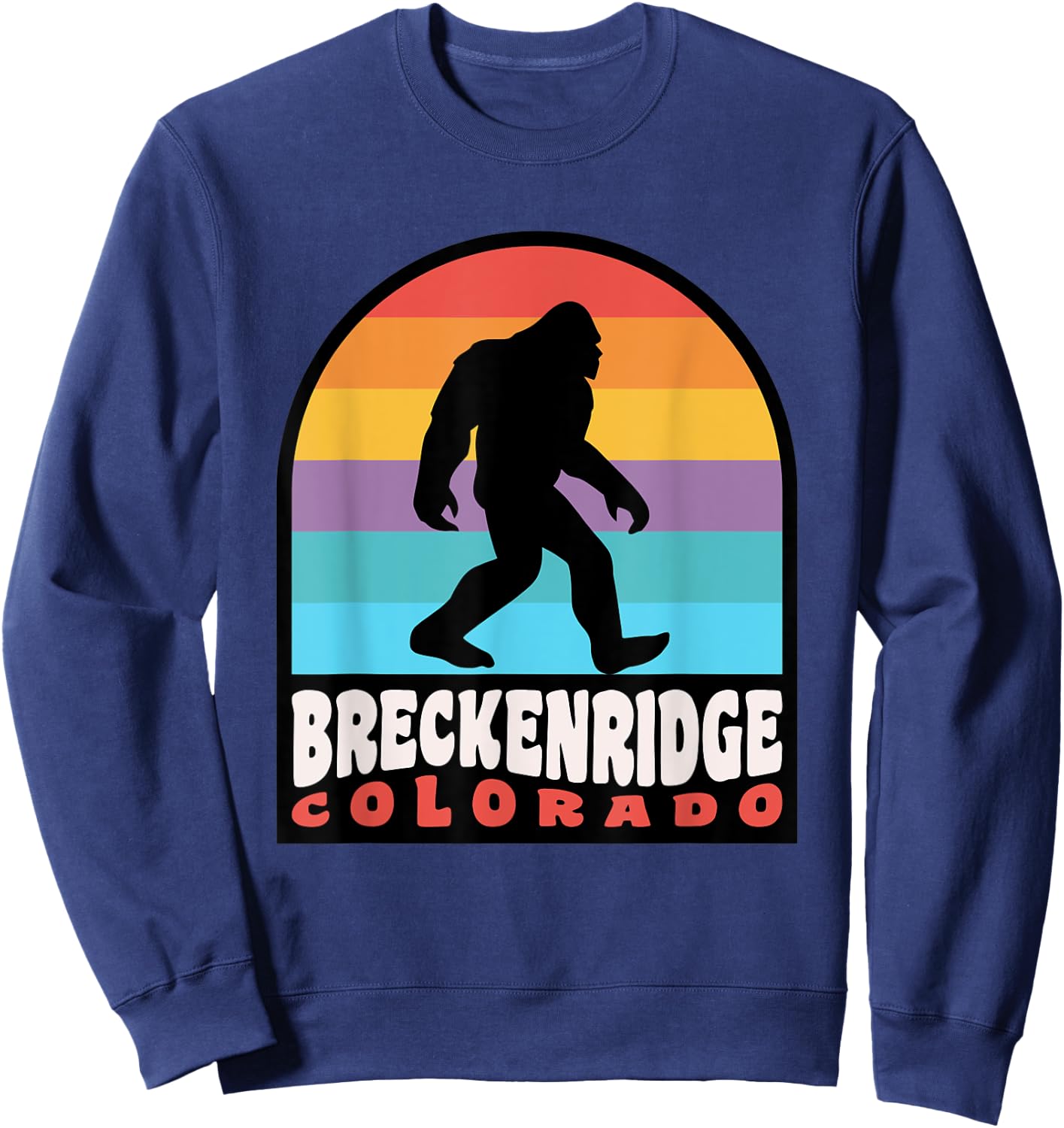 Breckenridge Colorado Bigfoot Sasquatch Retro Sunset Sweatshirt - Sweatshirt | Navy