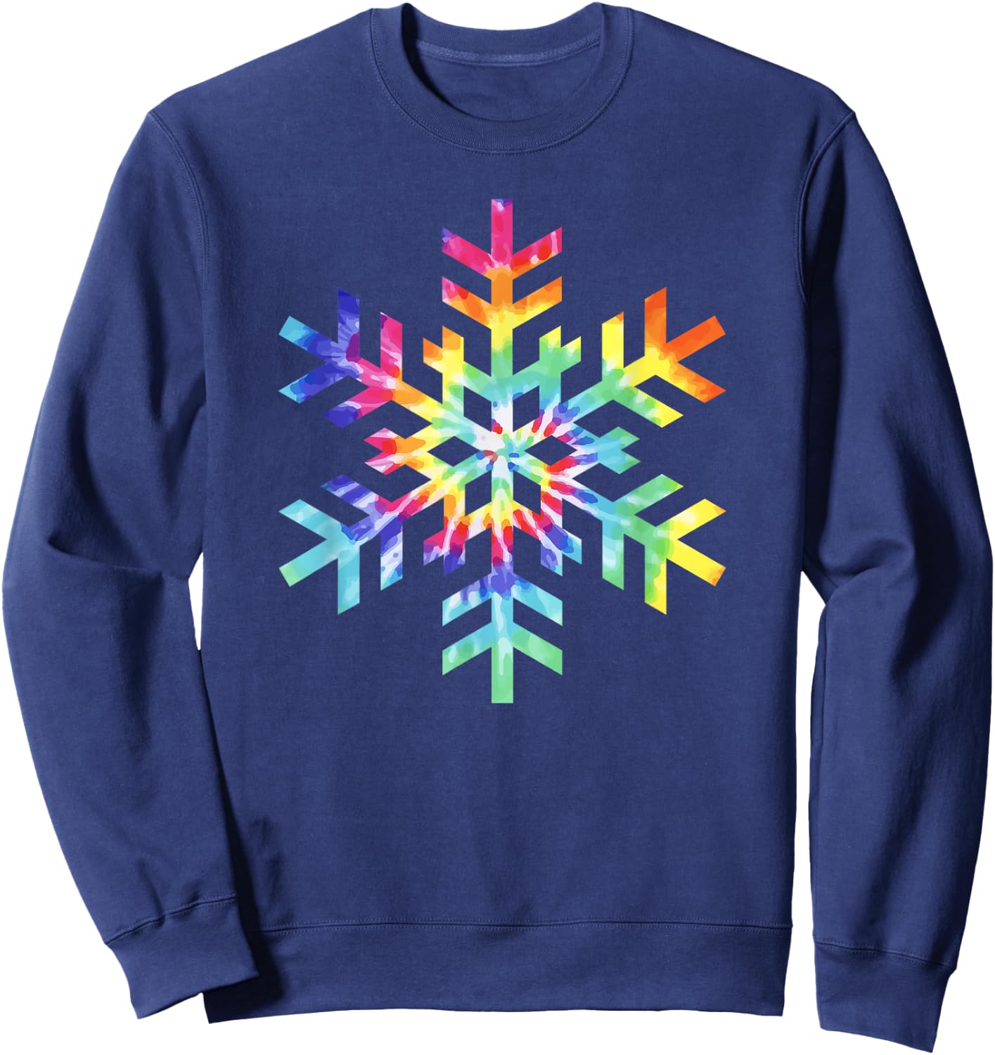 Tie Dye Snowflake Winter Christmas Sweatshirt - Sweatshirt | Navy