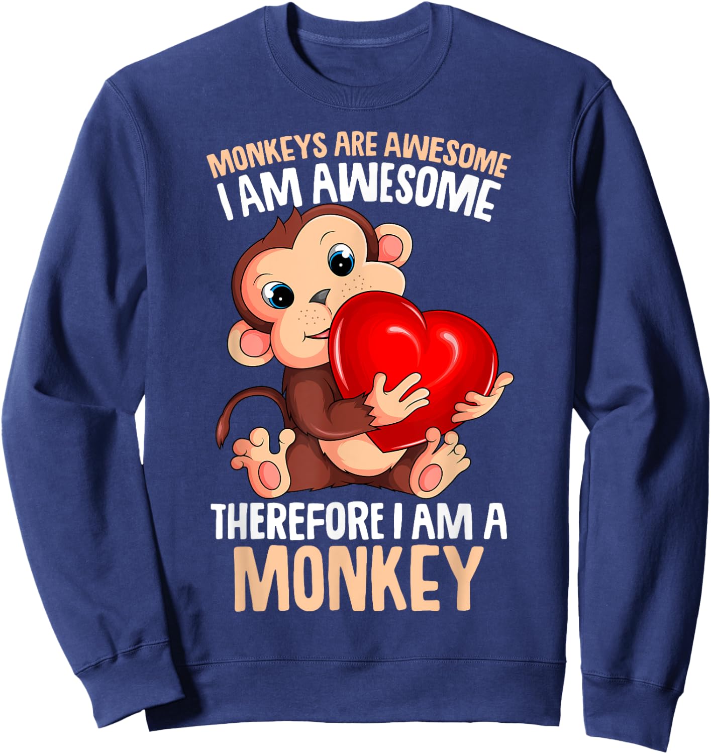 Monkeys Are Awesome Girls Kids Monkey Sweatshirt - Sweatshirt | Navy