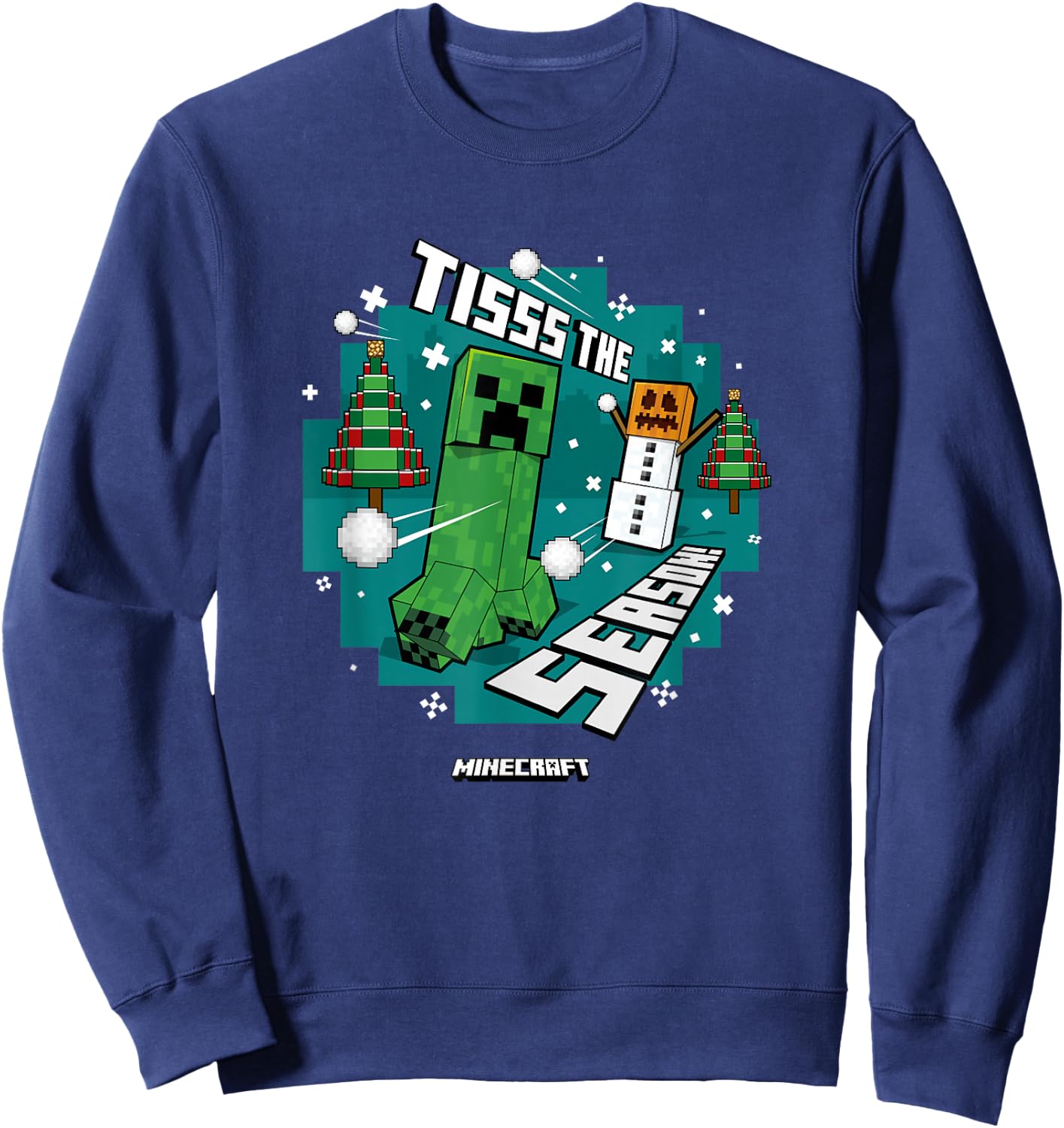 Minecraft Christmas Tisss The Season! Creeper Snowballs Sweatshirt - Sweatshirt | Navy